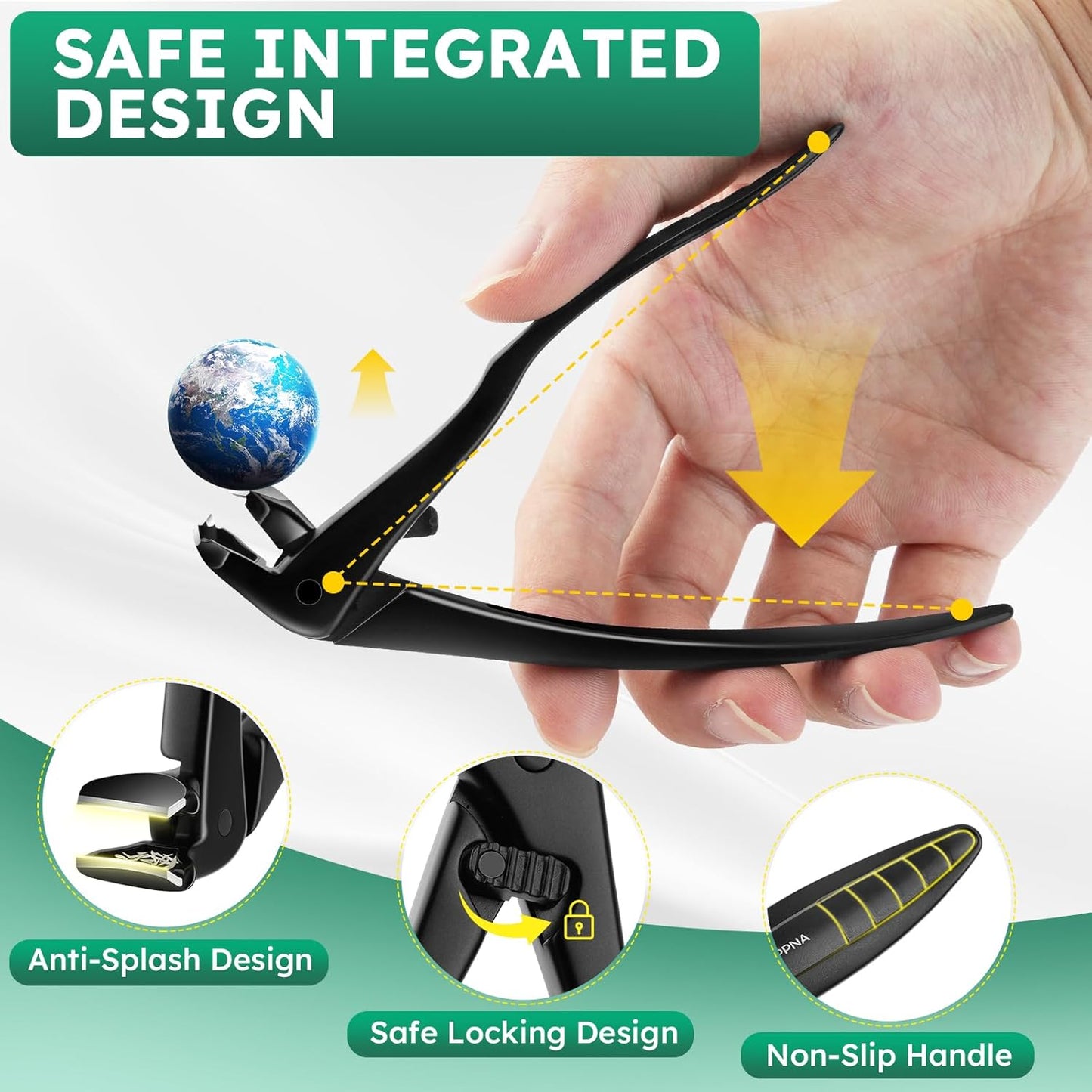 Toenail Clippers for Seniors, CLPPNA Upgraded Long Handle Angled Head Toenail Clippers for Thick Toenails and Fingernails, Wide Jaw Opening Toenail Clipper with Catcher for Men and Women - Black