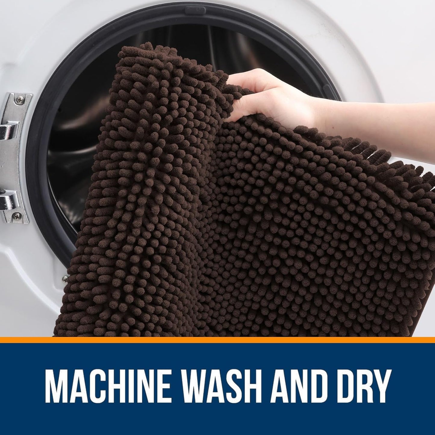 OLANLY Bathroom Rugs 40x32, Extra Soft Absorbent Chenille Bath Rugs, Rubber Backing Quick Dry, Machine Washable Bath Mats for Bathroom Floor, Tub and Shower, Home Decor Accessories, Brown