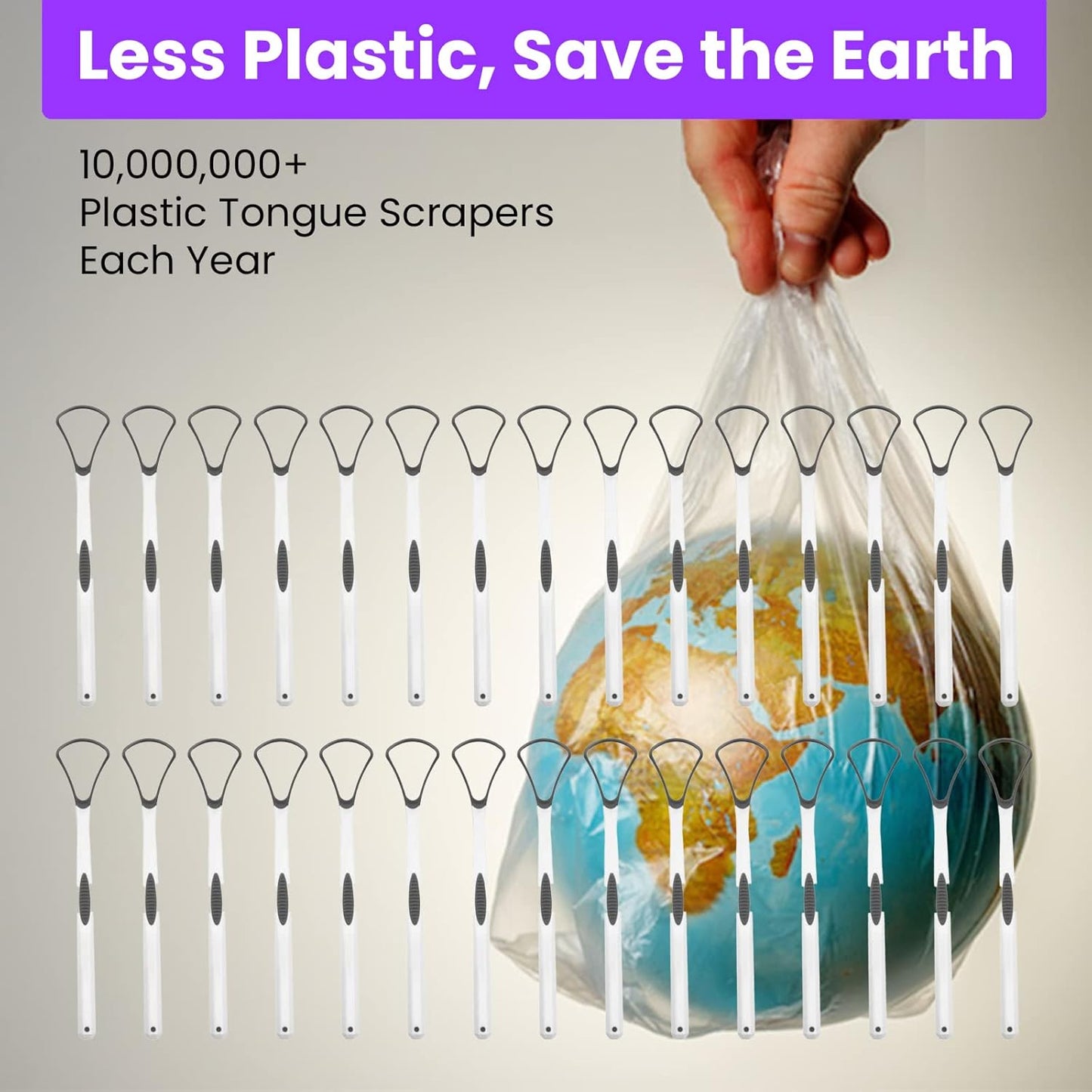 [2 pack] KN FLAX Tongue Scraper [Medical Grade] Reduce Bad Breath Maintains Oral Care 100% BPA Free Metal Tongue Scraper, Tongue Cleaner for Adults and Kids, Easy to Use with Non-Synthetic Handle