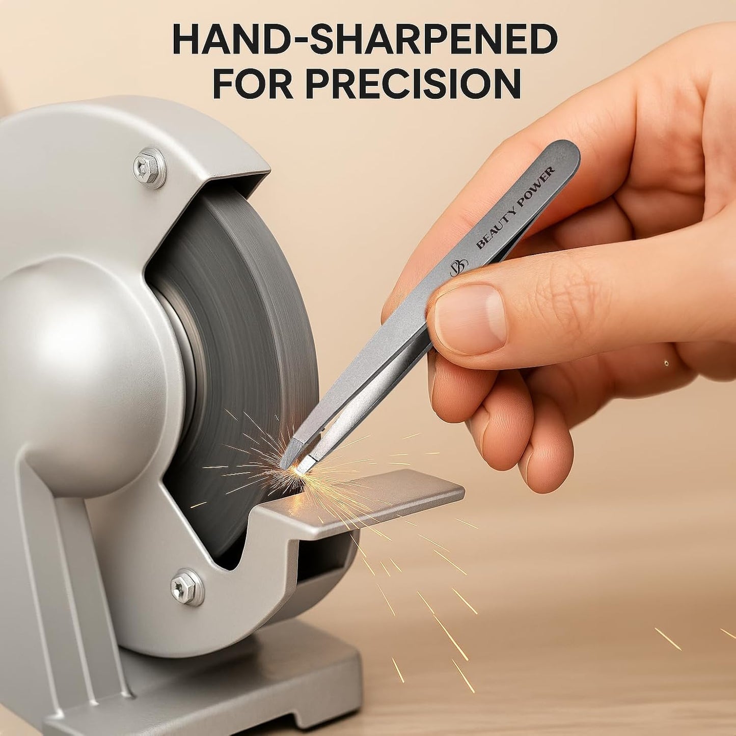 Ultra-Precision Professional Slant Tweezers for Women Facial Hair - German Stainless Steel, Lightweight Black Tweezers for Women & Men, Ideal for Eyebrow & Facial Grooming (Matte Gray)