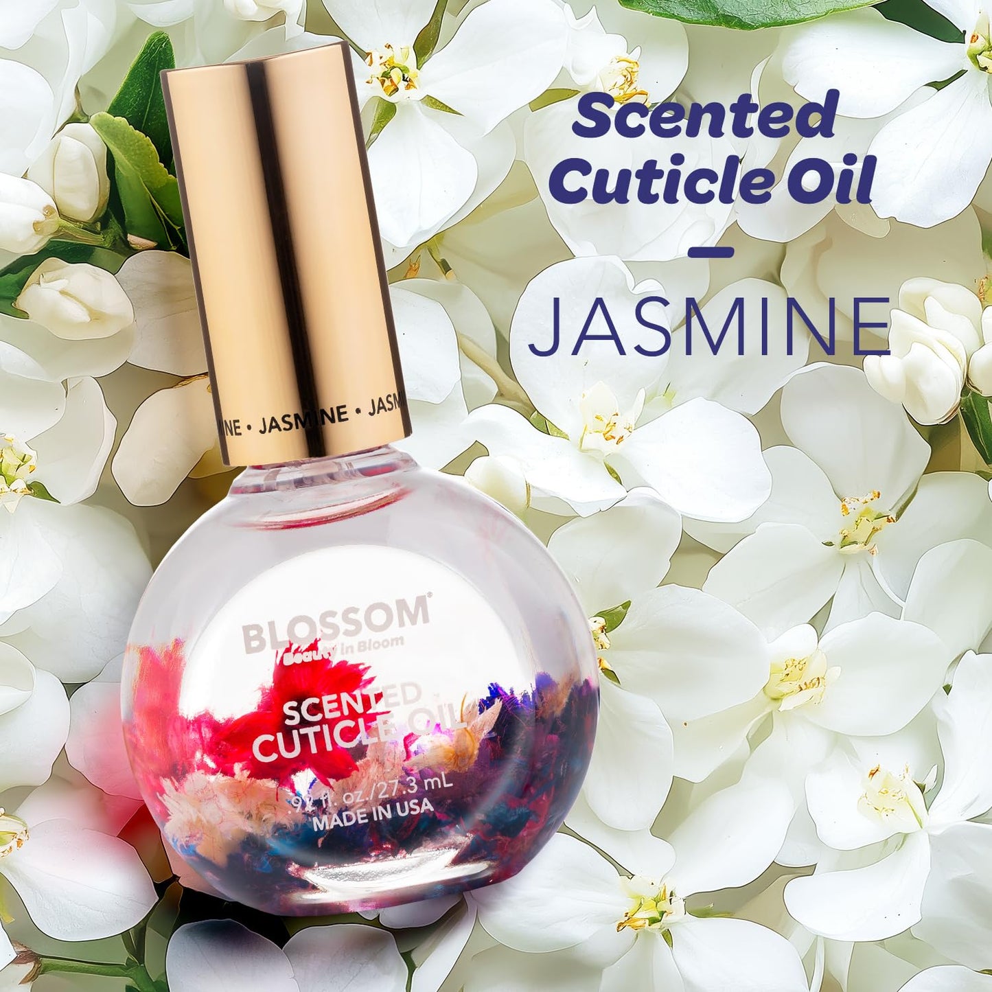 Blossom Cuticle Oil for Nails, Hydrating, Moisturizing, Scented Nail Oil Cuticle Care, Infused with Real Flowers, Made in USA, 0.92 fl. oz, Jasmine