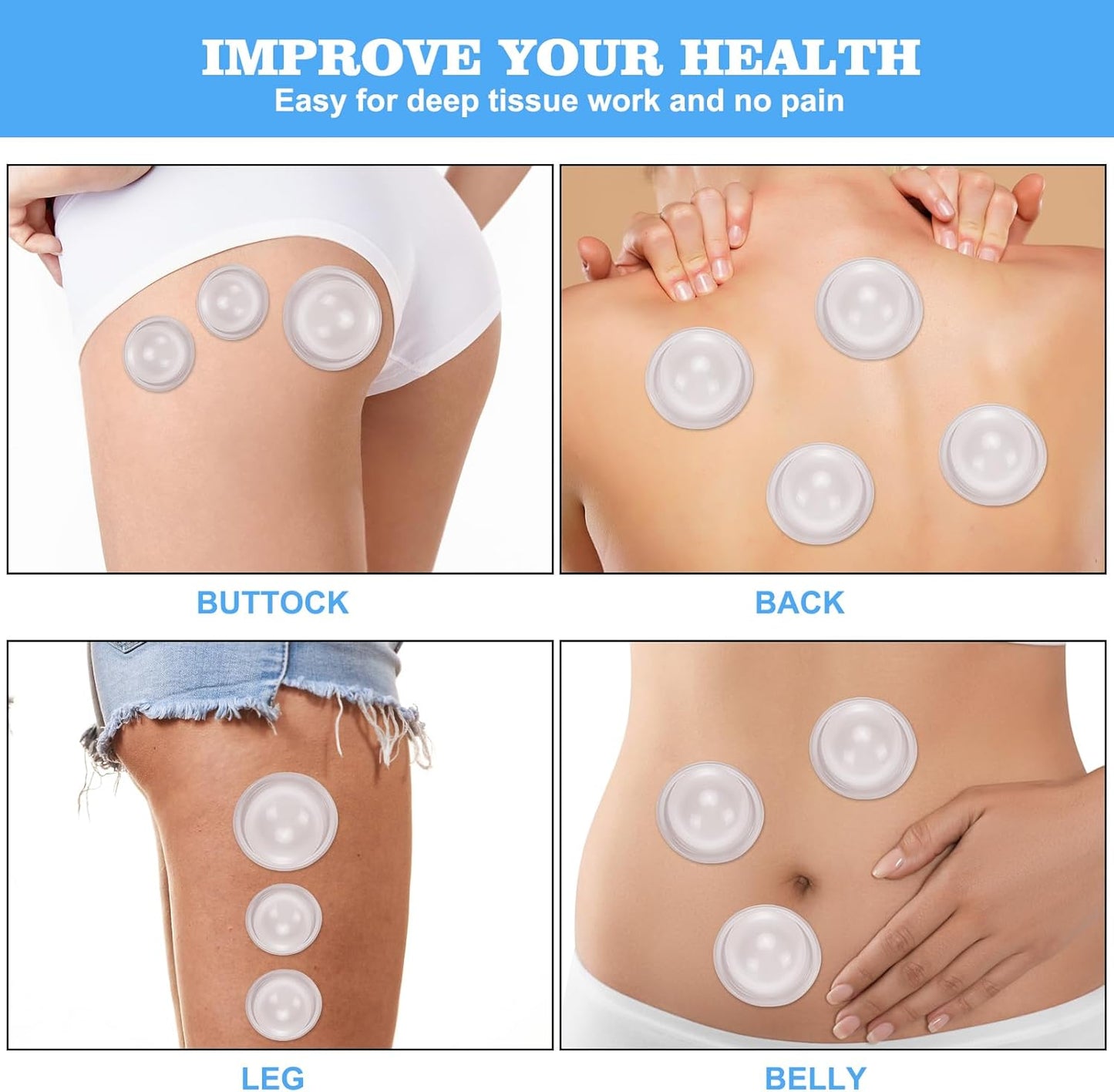 Silicone Cupping Therapy Set - Cupping Kit for Massage Therapy - Cellulite Remover Cupping Set - Anti Cellulite Cup Massager, Vacuum Suction Massage Cups for Cellulite Reduction