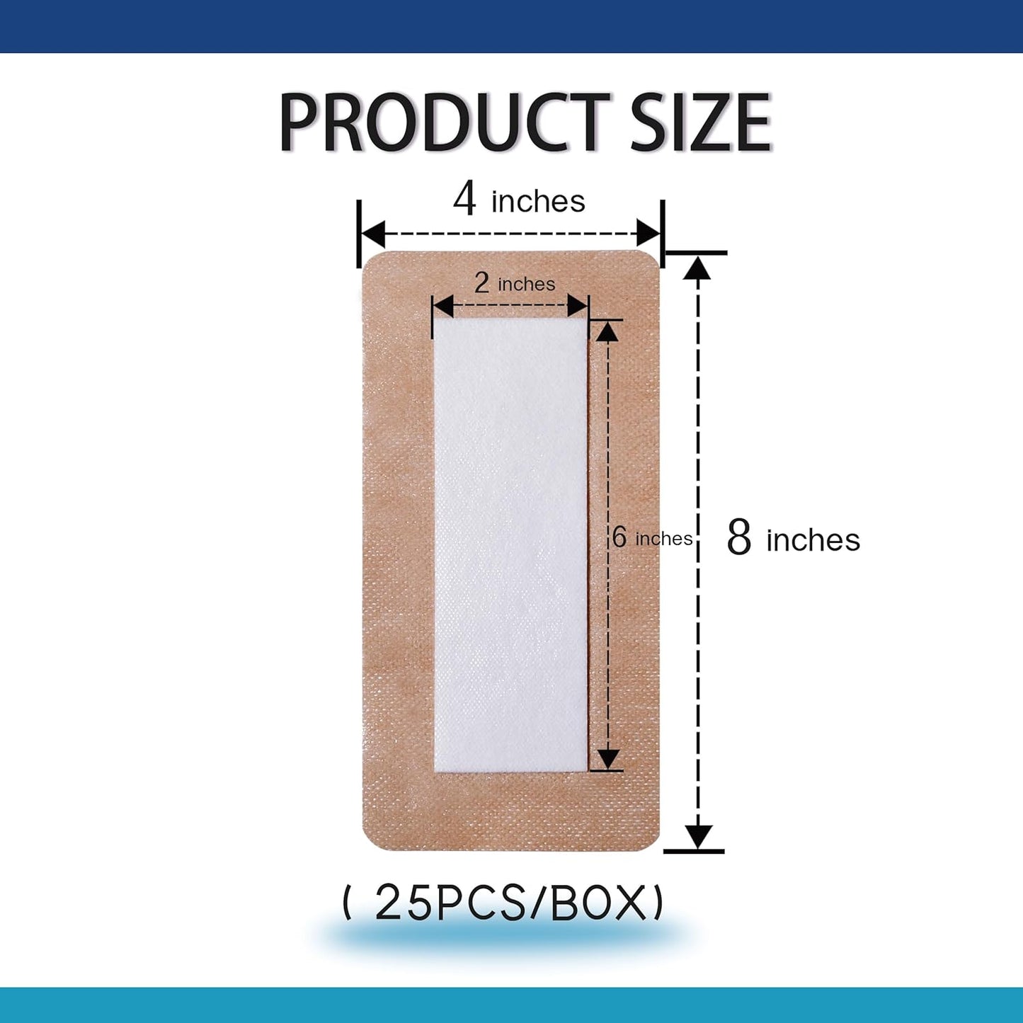 4"X8" 25 PCS Extra Large Sterile Nude Island Dressing Bandage for Wound - Self-Adhesive Boarded Gauze Pads - Latex Free - Medical Grade (Nude, 4"X8"-25PCS)