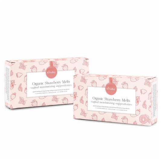 Femallay Organic Vaginal Moisturizing Suppositories – Strawberry 2 Pack – 100% Natural Relief for Dryness, Odor & Daily Feminine Discomfort – 14 Count + Applicator