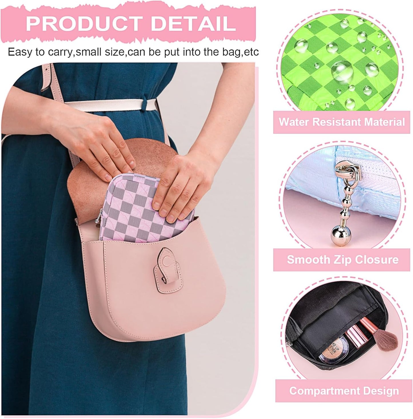 Desing Wish Sanitary Napkin Storage Bag Polyester Fabric Period Bag for Teen Girls Sanitary Pad Pouch for Sanitary Napkins/Tampons/Panty Liners Privacy Protector Pad Bag (Bubble Dazzling Pink)
