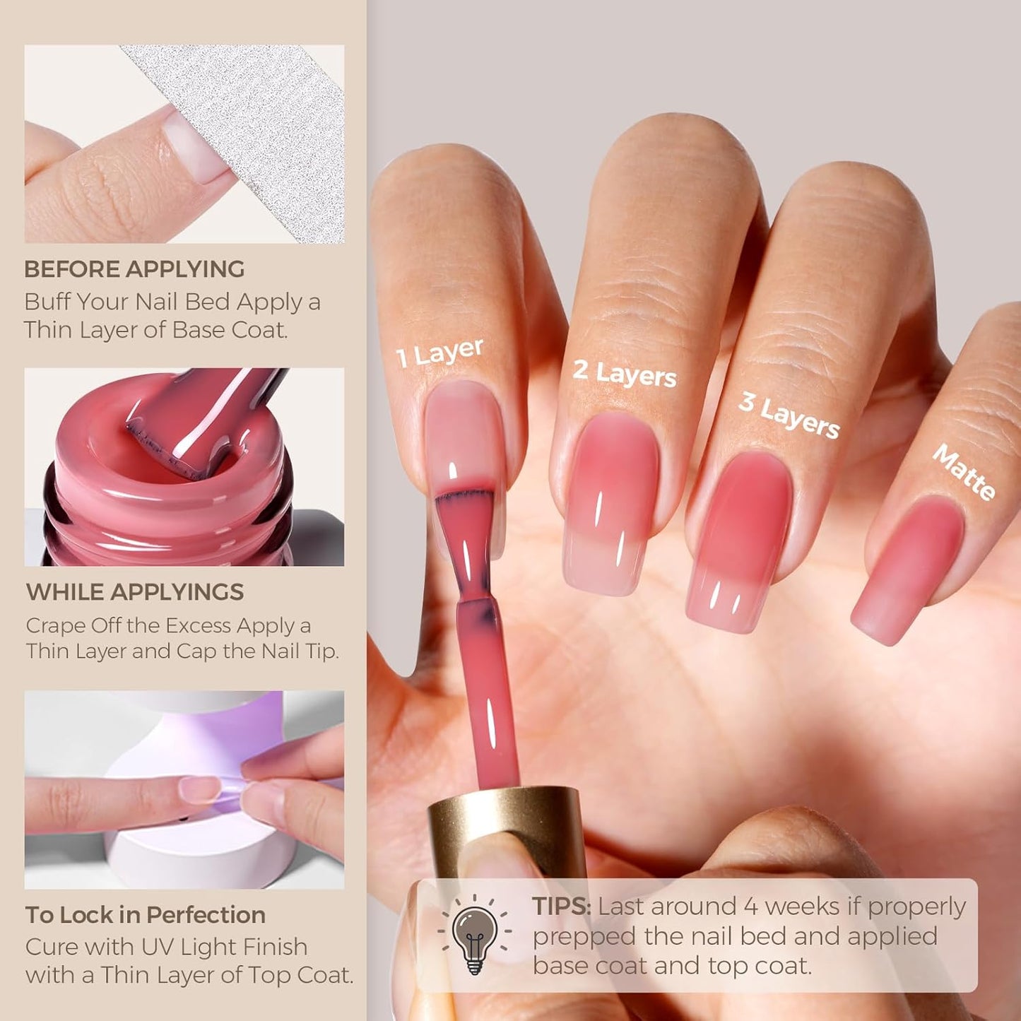 AILLSA Red Jelly Gel Nail Polish Strawberry Color Nude Polish Natural Rose Translucent Gels Polish Sheer Apple Candy Polish Soak Off U V Gel for Nail Art at Home 0.51 Fl Oz /GB92