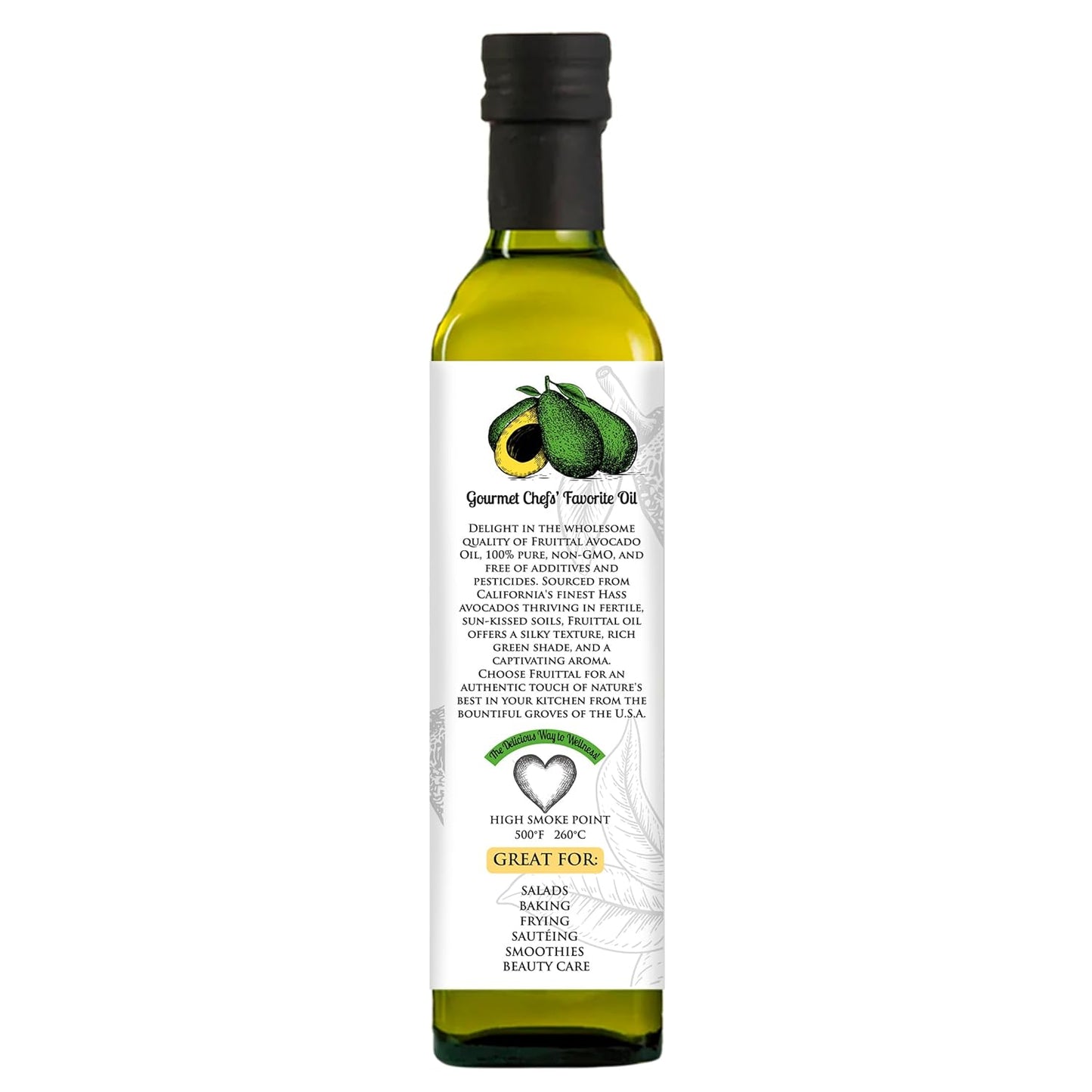 Fruittal Avocado Oil – 100% Pure, Made in the USA, and Rich in Health Benefits (16.9 Oz)