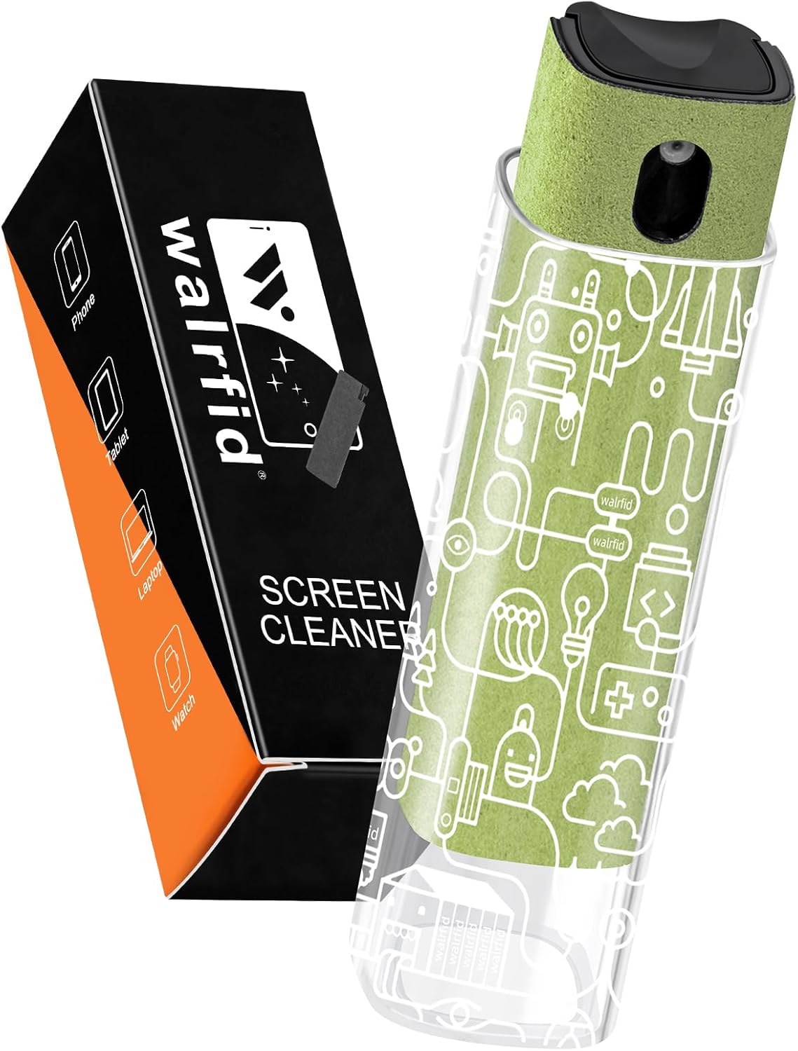 walrfid Car Screen Cleaner Spray and Wipe Cleaning Kit for Electronic iPad, iPhone, Phone, MacBook, TV, Monitor, Tablet Display, with Graffiti Case