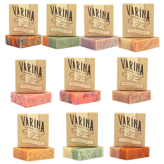 Varina Natural Fruity Variety Bar Soap - Gentle Cleansing for Sensitive Skin, Fruity - 10 Pack