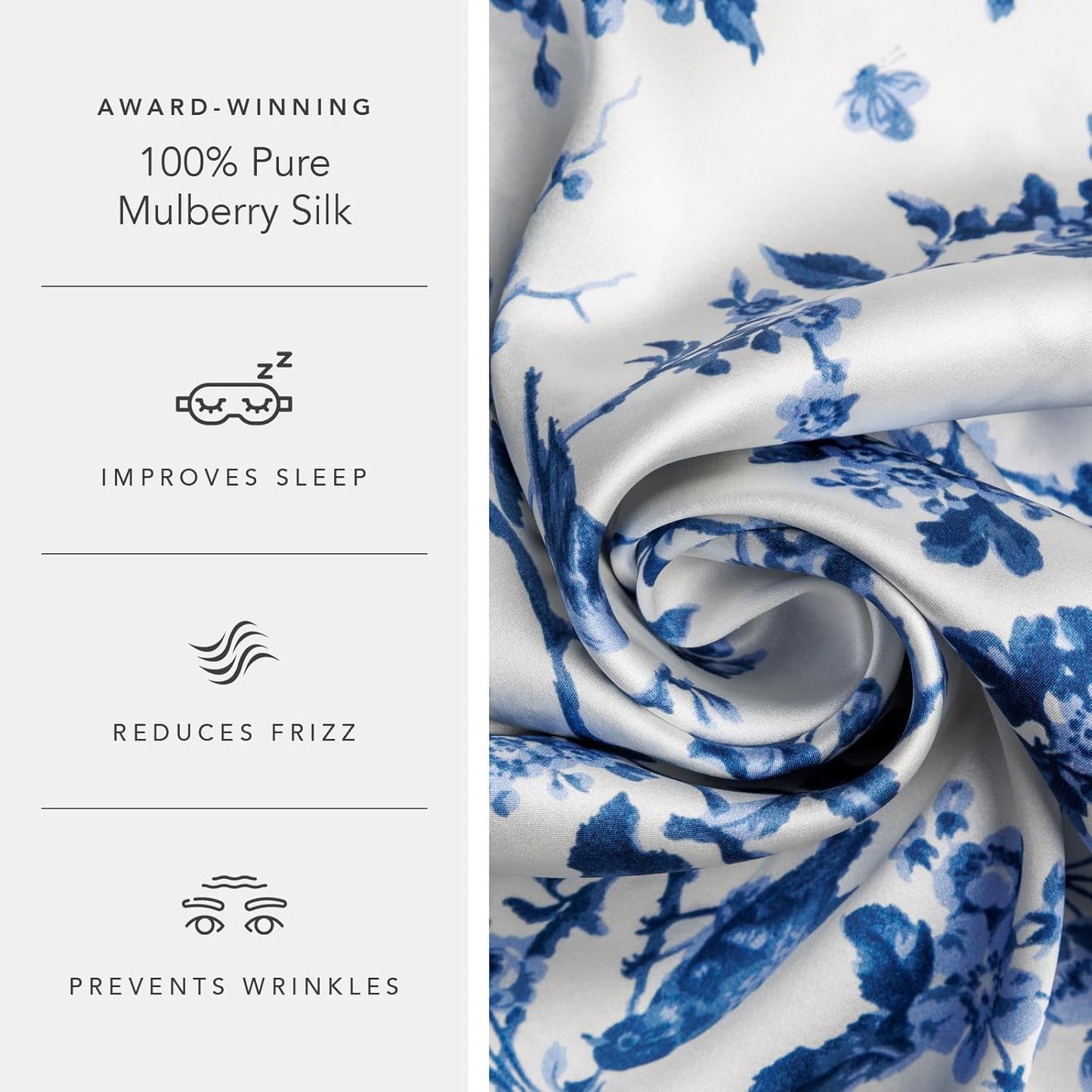 Fishers Finery 25mm 100% Pure Mulberry Silk Pillowcase 2 Pack (Tea Cup Print, Queen)