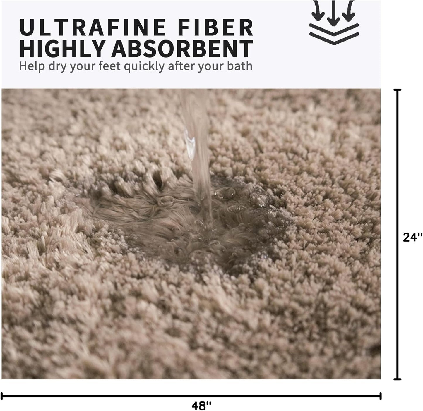 FIFU Bathroom Runner Rug 24" W x 48" L, Bath Mats for Bathroom, Bedroom & Kitchen, Non-Slip Rubber Latex Backing, Comfort & Soft Shower Bathmat & Carpet for Sink, Home & Hallways, Beige