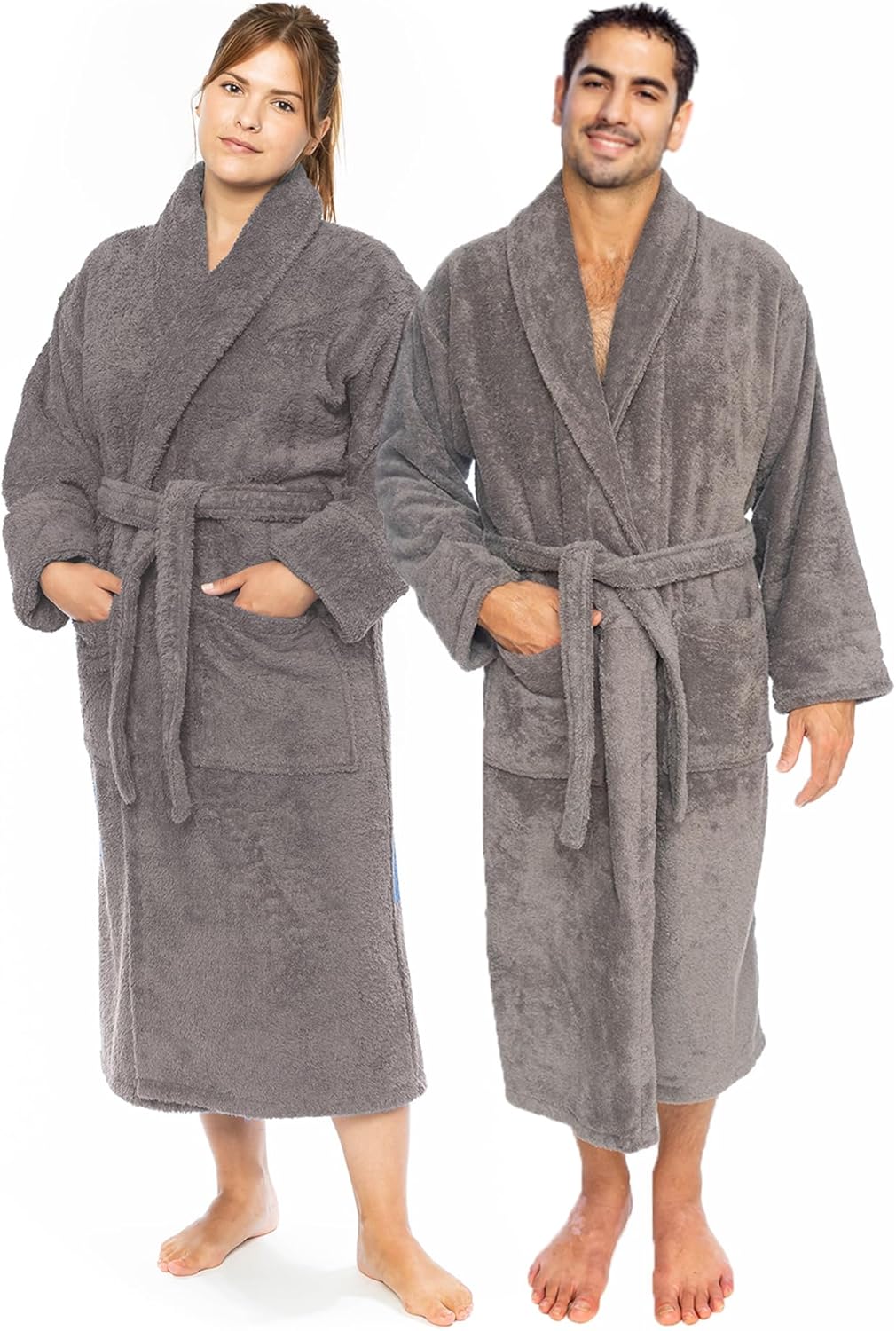 Classic Turkish Towels CTT Premium 100% Turkish Cotton Terry Cloth Bath Robe for Women & Men, Soft & Plush Long Unisex Robe