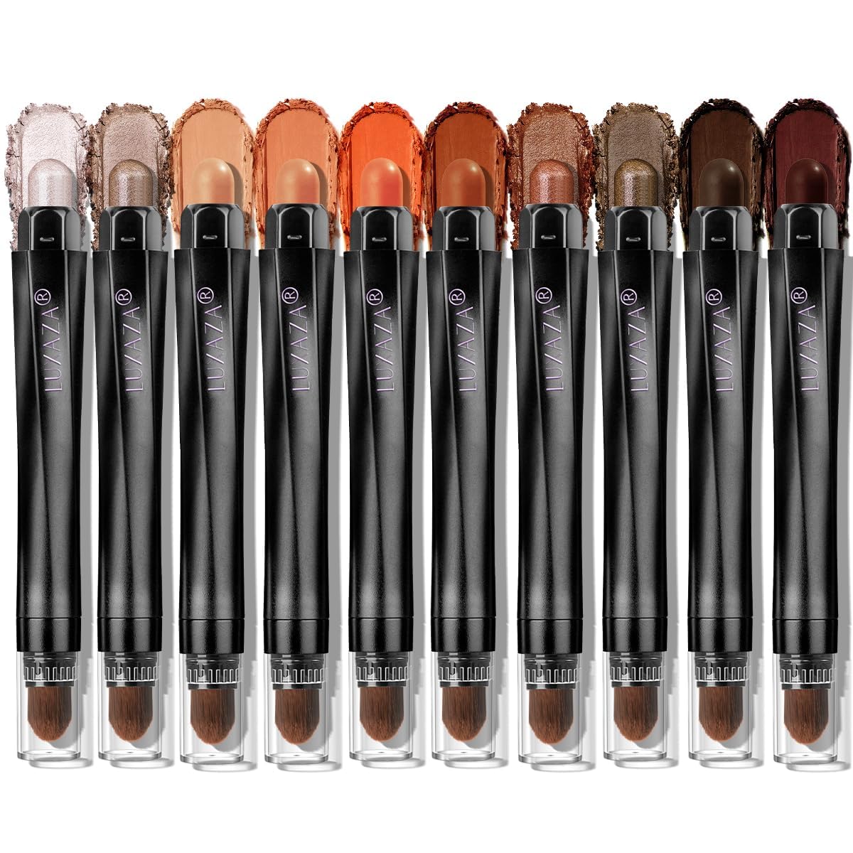 10PCS Eyeshadow Stick,Shimmer And Matte Brown Metallic Cream Eyeshadow Pencil Crayon with Smudge-proof & Waterproof,Eye Brightener Stick