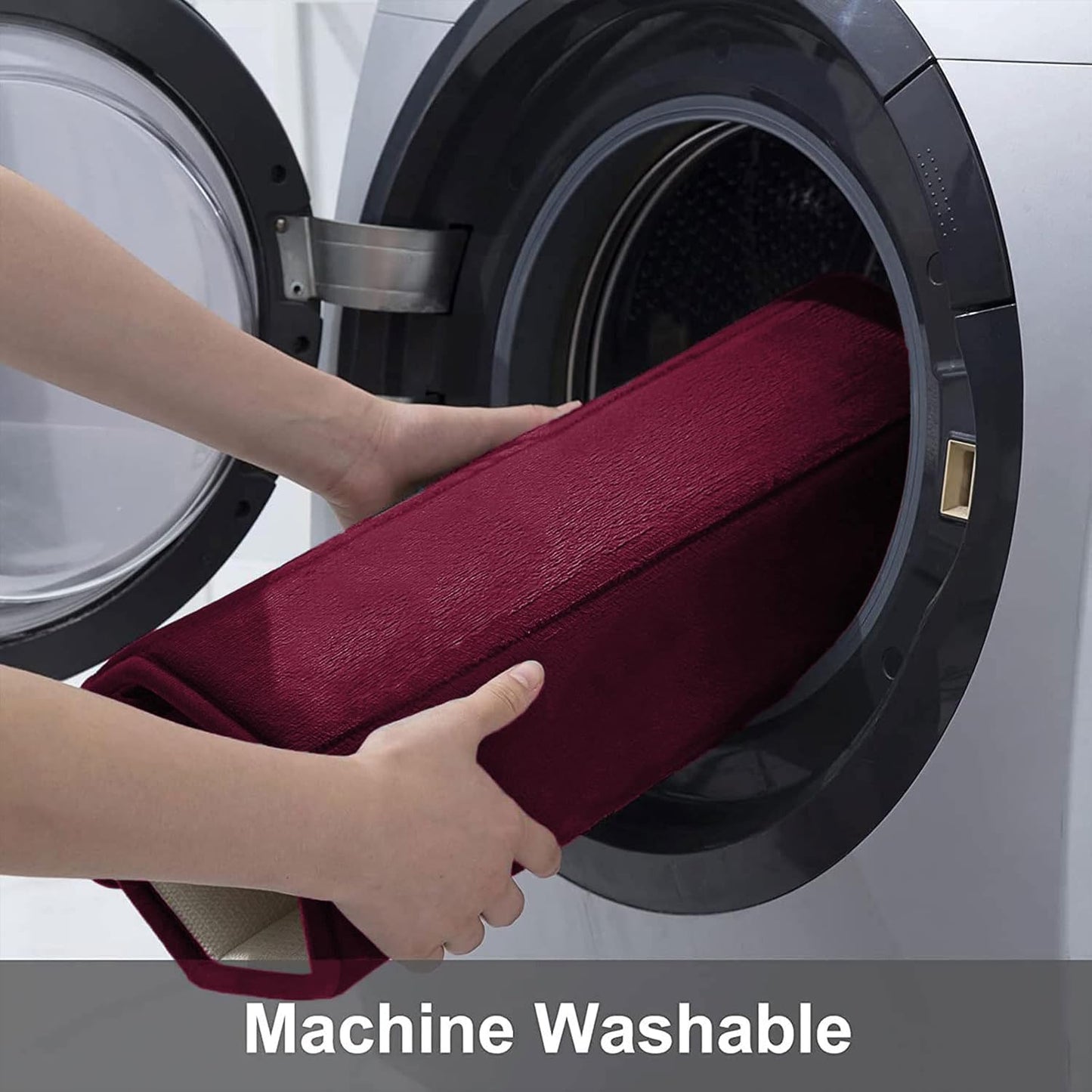 Buganda Memory Foam Bath Mat, 70" x 24", Ultra Soft and Non-Slip Bathroom Rugs, Water Absorbent and Machine Washable Bath Rug Runner for Bathroom, Shower, and Tub, Burgundy