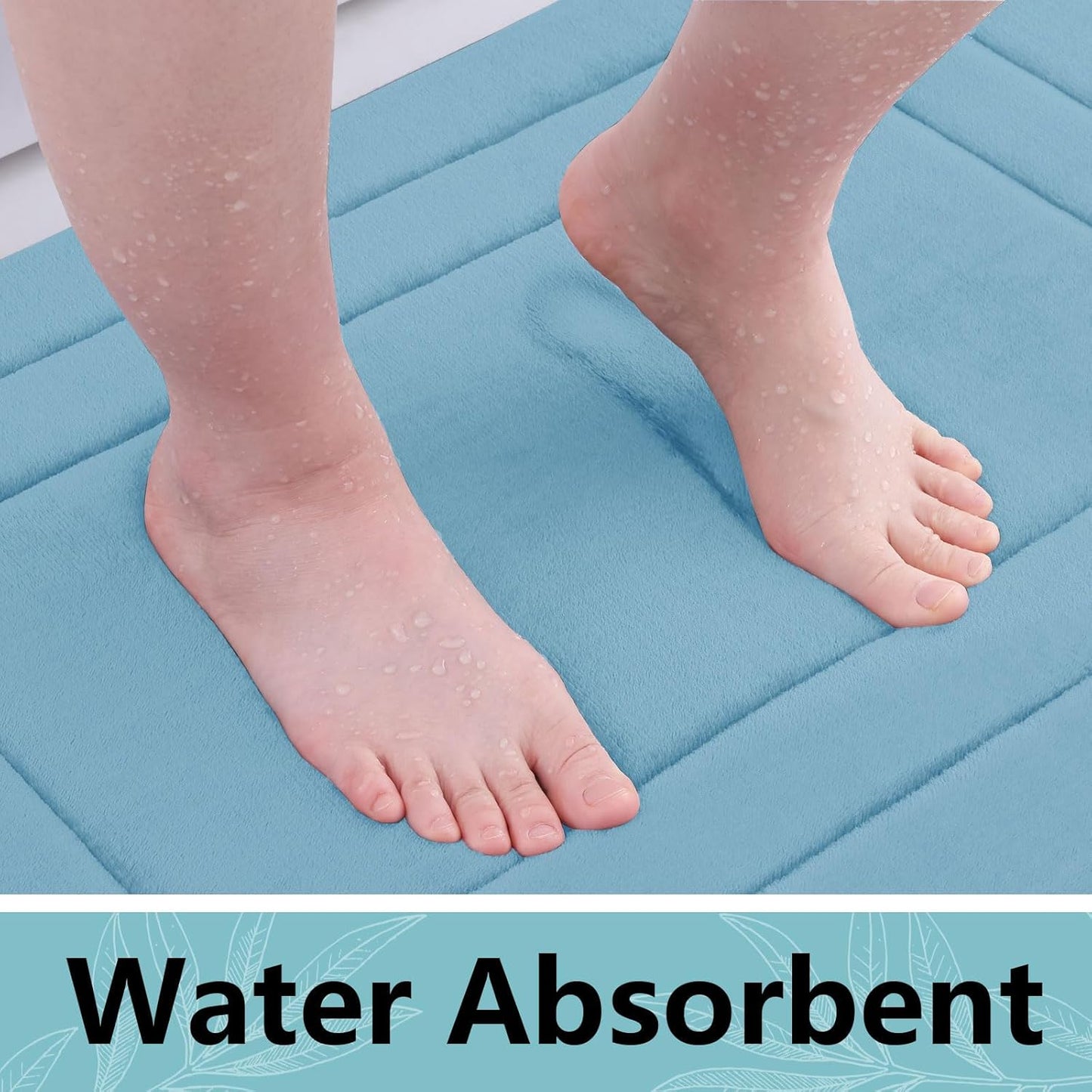 Arotive Memory Foam Bathroom Rug Mat 47x24, Ultra Soft and Absorbent Bath Mat, Machine Wash Dry, Comfortable Bath Rug Carpet for Bathroom Floor, Tub and Shower, Blue