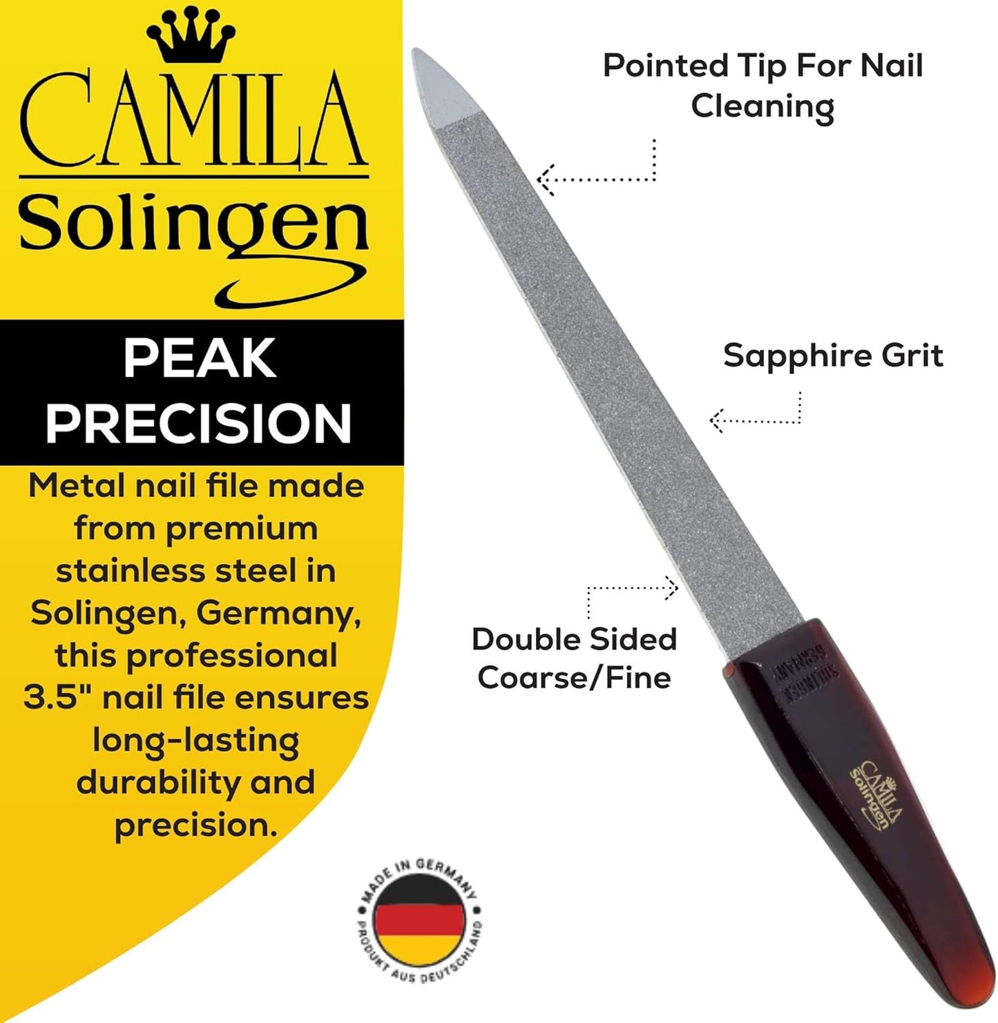 CS16 Sapphire Metal Nail File for Natural Nails Fingernail and Toenail Care, 3.5" Double Sided Coarse and Fine for Manicure and Pedicure