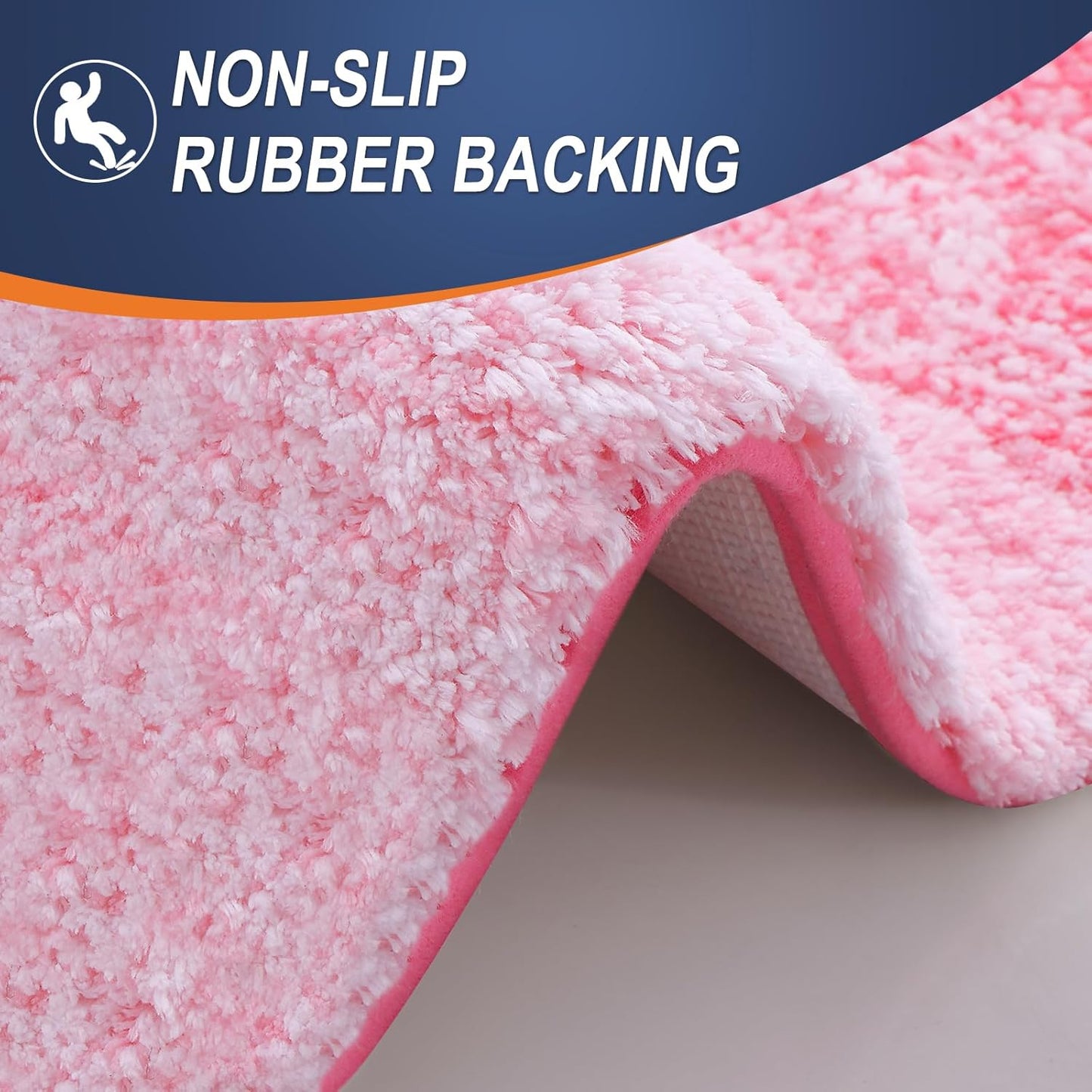 OLANLY Bathroom Runner Rugs 54x24, Extra Soft Absorbent Microfiber Bath Rugs, Rubber Backing, Quick Dry, Machine Washable Bath Mats for Bathroom Floor, Tub and Shower, Home Decor Accessories, Pink