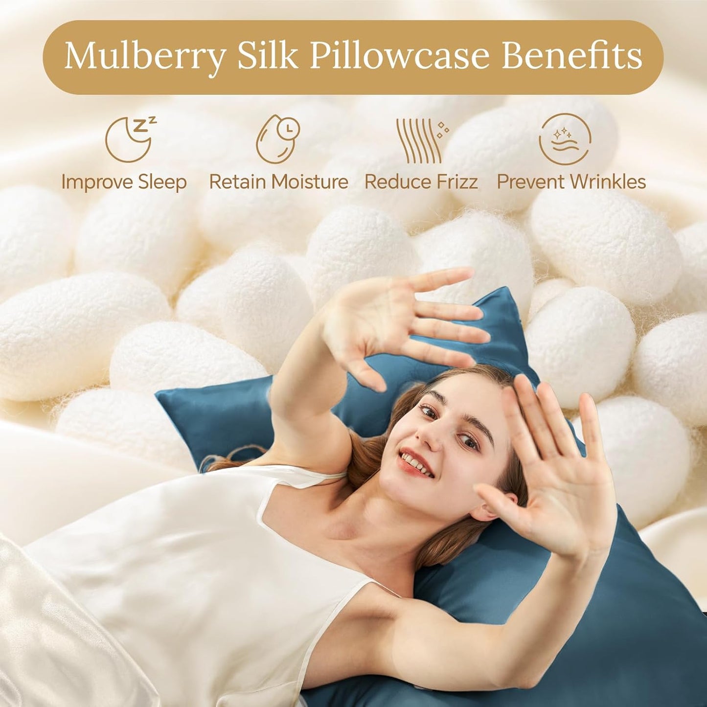 INFIIXSO Body Pillow Cover with Zipper, Luxury Mulberry Silk Body Pillow Case 20x54 Inches, Ultra Smooth and Soft Cooling Long Pillowcase, Gift for Women, Men(Bluesteel)