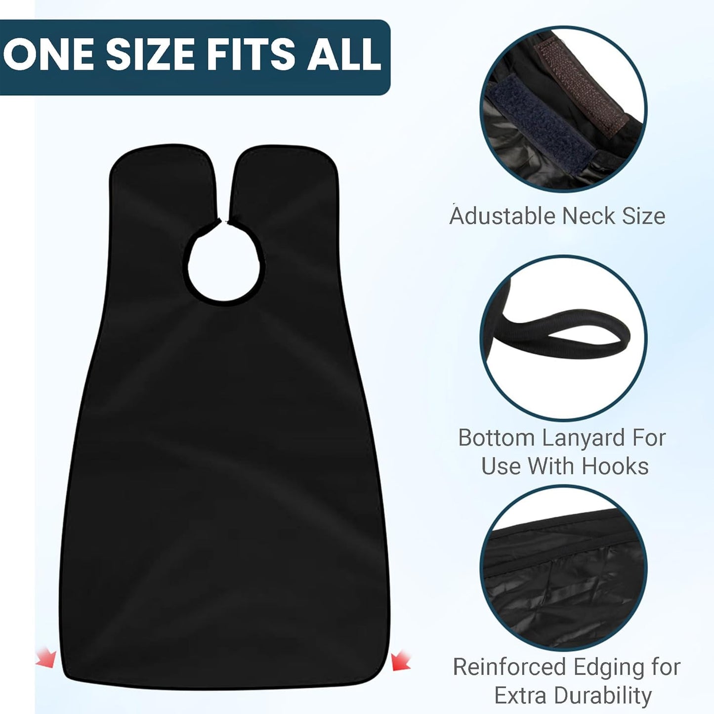 Beard Shaving Bib Apron Mens Beard Hair Catcher for Shaving and Trimming, Non-Stick Beard Shave Cape, Grooming Accessories Tools & Gifts for Husband or Dad (Black)