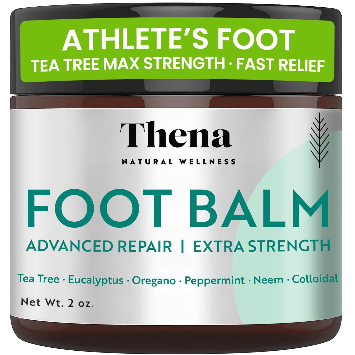 THENA Athlete’s Foot Treatment Balm Extra Strength with Tea Tree Peppermint Neem, Powerful Natural Anti-Itch Foot & Skin Cream Soothes & Relieves Itchy, Dry, Cracked Feet, Heels, Toenails, Jock Itch