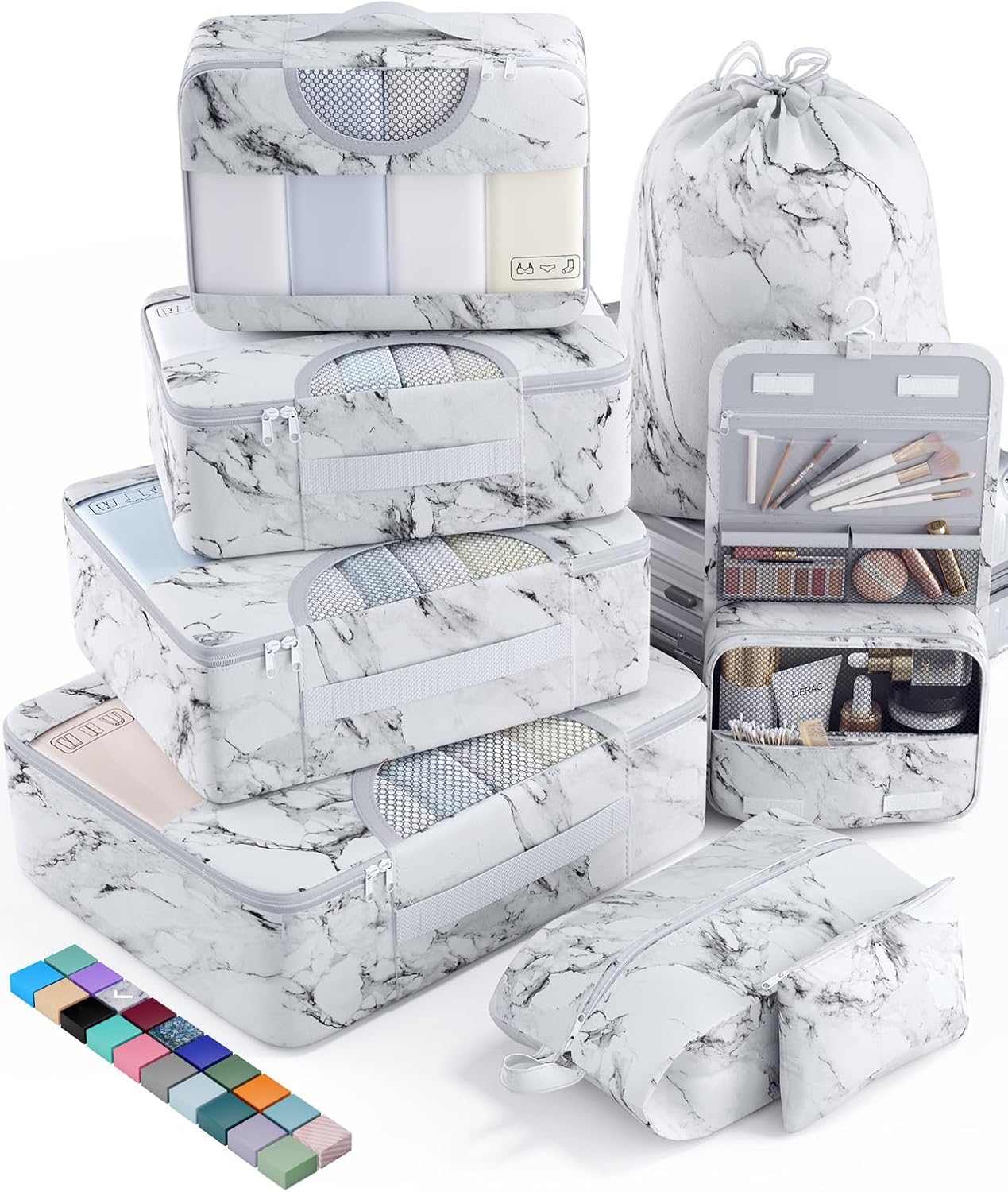 Veken 8 Set Packing Cubes for Travel Essentials, Suitcase Organizer Bags in 4 Sizes, Carry-On Luggage Accessories with Large Laundry & Hanging Toiletry Bag, Must-Have for Airplane, Road Trip & Camping