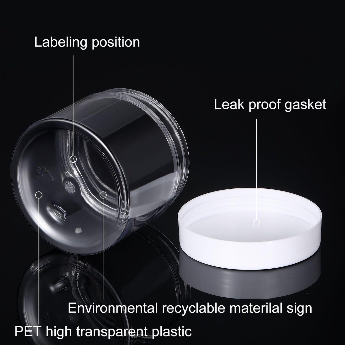 SATINIOR 12 Pack 7 oz Plastic Container Jars with Lids Round Clear Travel Cosmetic Container Slime Jars for Toiletries, Lotion, Cream, Ointments, Makeup, Rhinestone, Samples, Kitchen Storage(White)