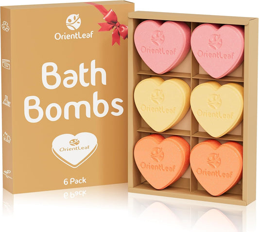 Bath Bombs Fruit Scented, Stocking Stuffers, Bath Bombs for Women and Girls Aromatherapy Bubble Bath, Strawberry, Orange, Coconut, 6 x 2 oz