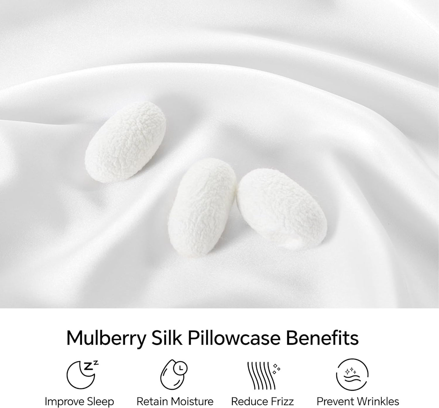 INFIIXSO Mulberry Silk Pillowcase for Hair and Skin, Silk Pillow Cases King Size with Hidden Zipper 20x40 Inches, Extraordinary Smooth and Soft Cooling Pillow Cases for Hot Sleepers(White, 1 Pack)