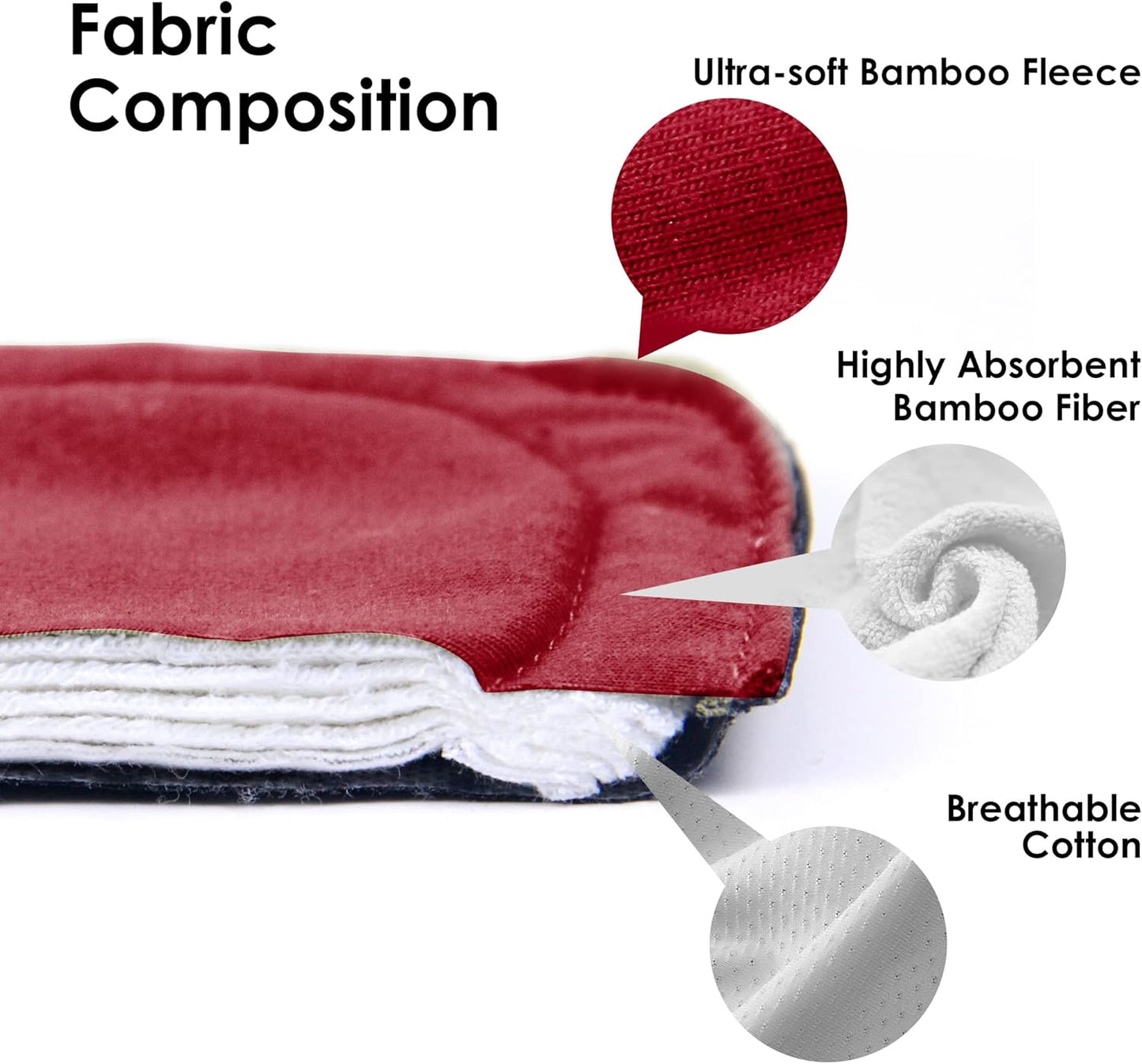 wegreeco 6 Pcs Reusable Menstrual Pads, Ultra Absorbent Cloth Pads for Heavy Flow, Sanitary for Teens, Women, Nonslip Panty Liners + Bag (Burgundy, Starter Kit Set)