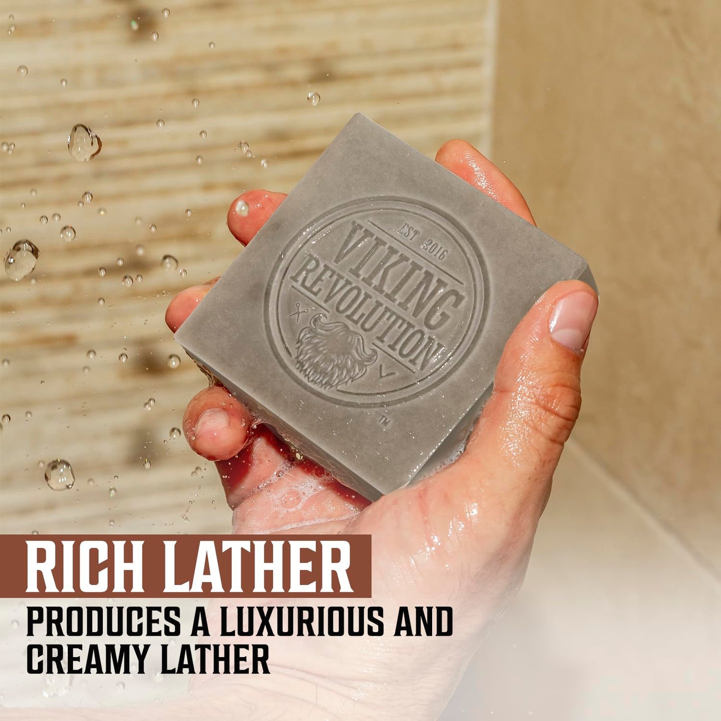 Viking Revolution Sandalwood Natural Soap for Men - Mens Soap Bar with Essential Oils Cold Pressed Bar Soap for Men - Nourishing Mens Bar Soap with Coconut Oil, Shea Oil, Almond Oil (2 Pack)