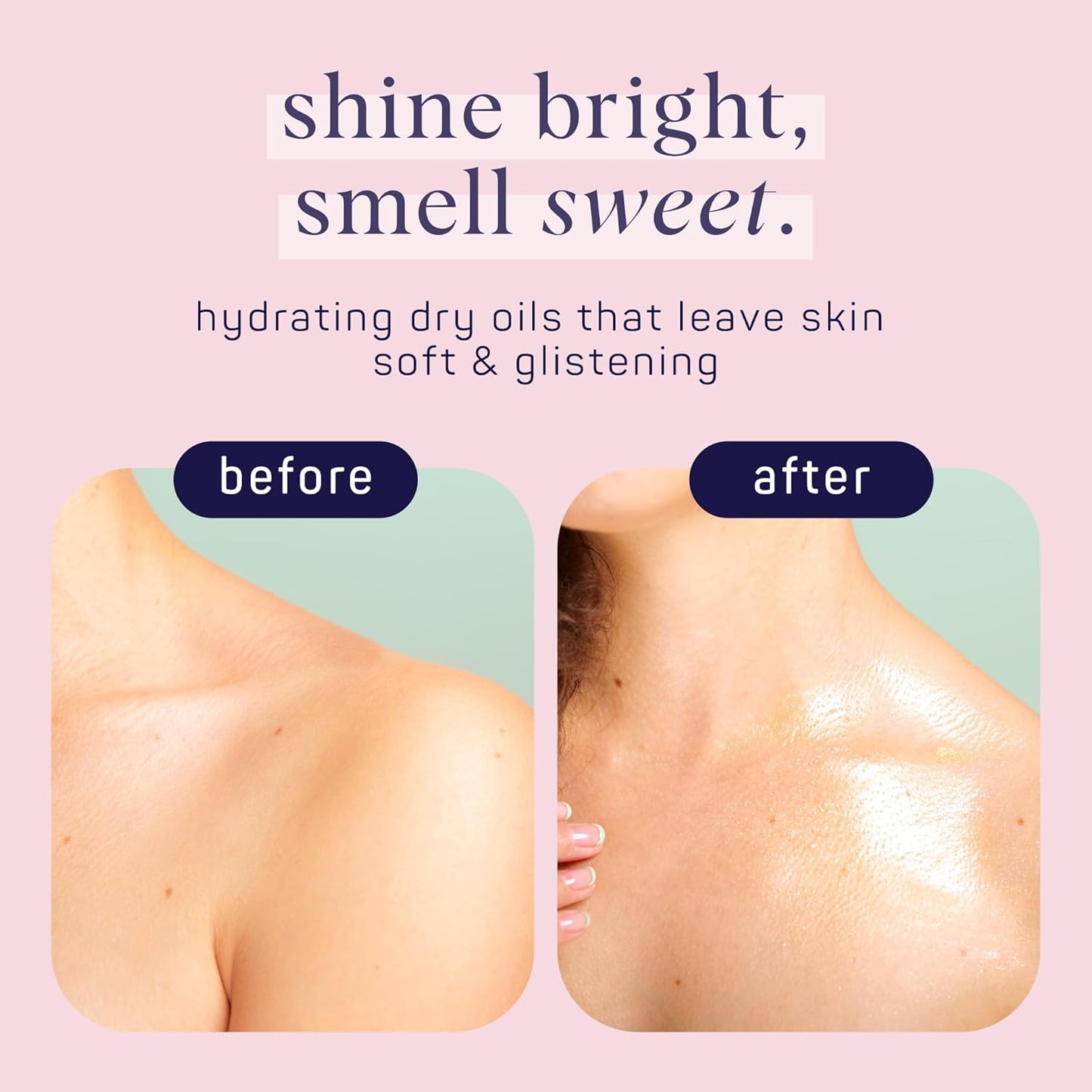 SpaLife Beauty Radiate & Glow Shimmer Oil Bundle – Dry Oil Duo with Subtle & Noticeable Shimmer – Mango & Peony Scents – Hydrating, Lightweight Moisture