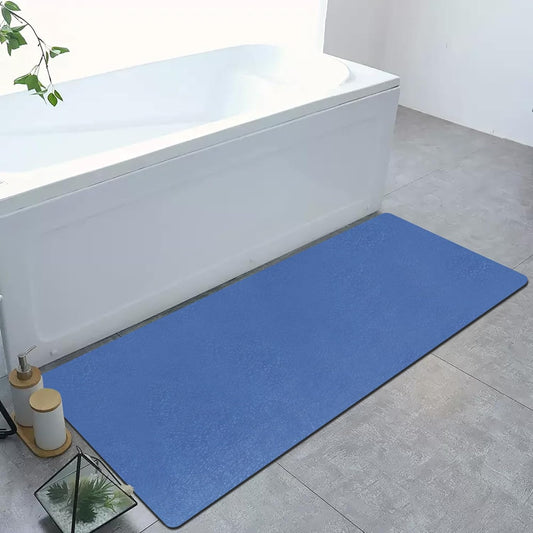 Diatomaceous Earth Bath mat Bathroom Rugs Super Absorbent Quick Dry Non Slip Bath Mat Thin Bathroom Floor Mats Fit Under Door-Shower Rug for in Front of Bathtub Shower, Blue, 23.6"x47.2"