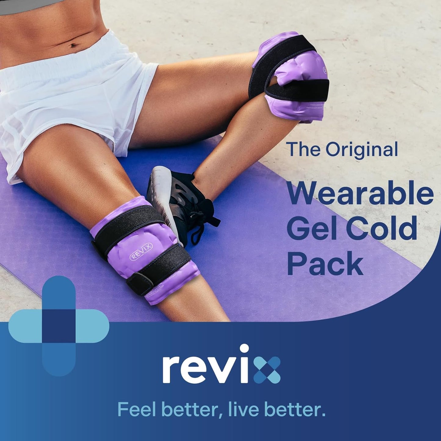 REVIX Reusable Knee Ice Pack Wrap for Post-Workout Recovery, Gel Ice Pack Knee with Cold Compression Therapy, Soft Plush Cover and Hands-Free Application, A Set of Two