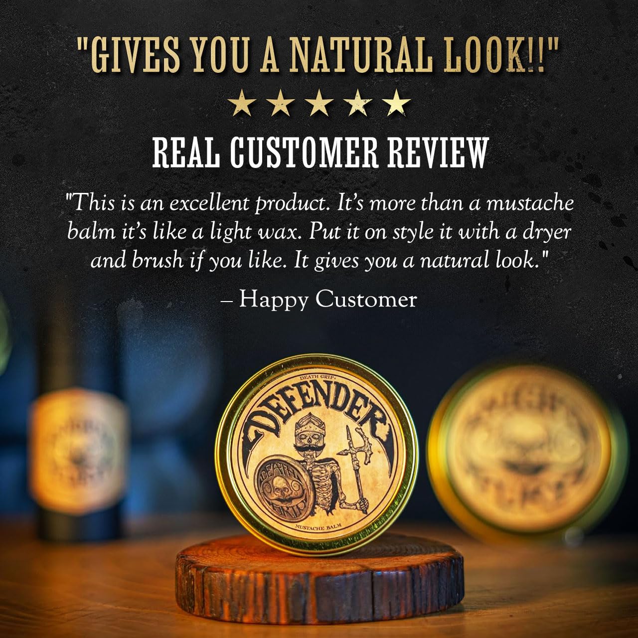 Mustache Balm for Men – Light to Medium Hold Beard & Moustache Wax – Natural Styling & Conditioning Grooming Kit – Soften & Shape Facial Hair 2oz – Death Grip