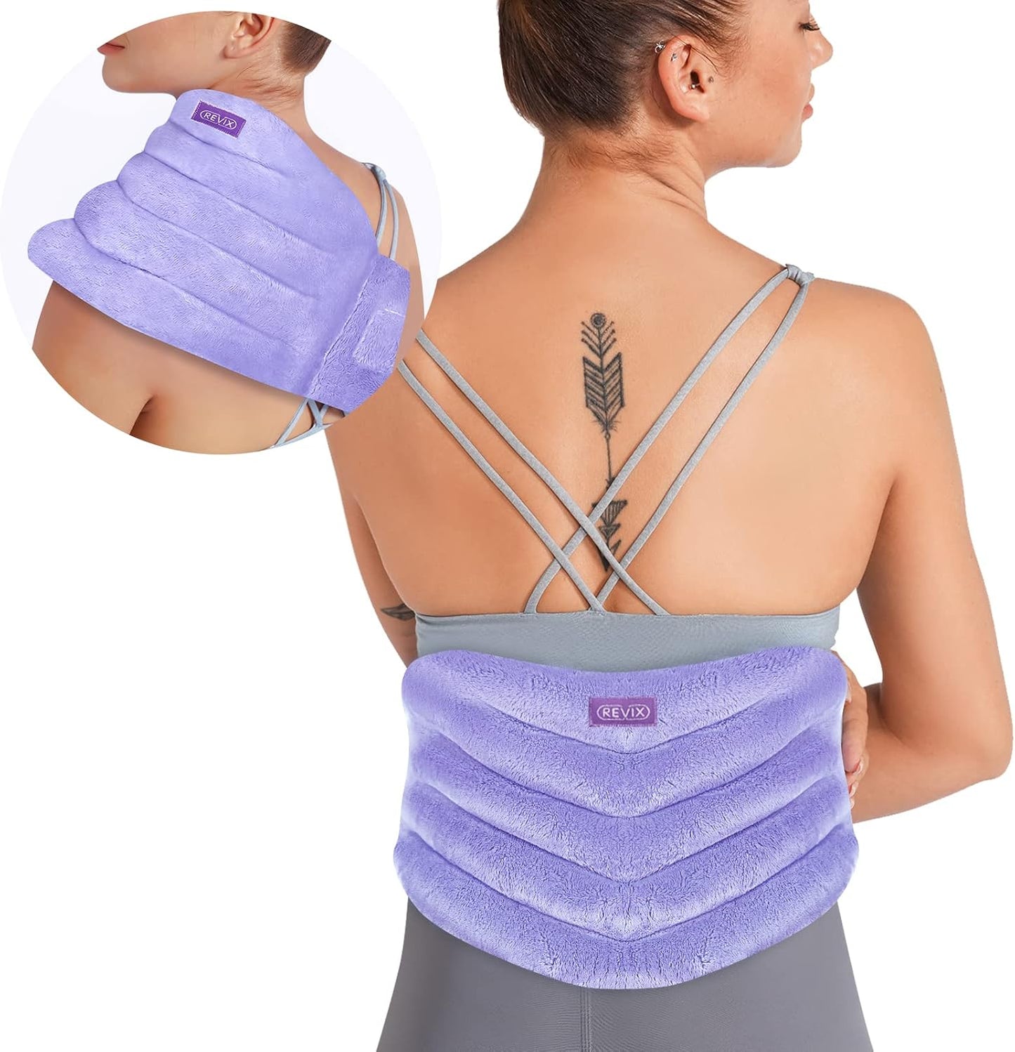 REVIX Microwave Heating Pad for Back with Moist Heat, Extra Large Microwavable Heated Wrap for Lumbar, Waist, Stomach, Shoulder and Neck Hot or Cold Pack, Reusable, Portable