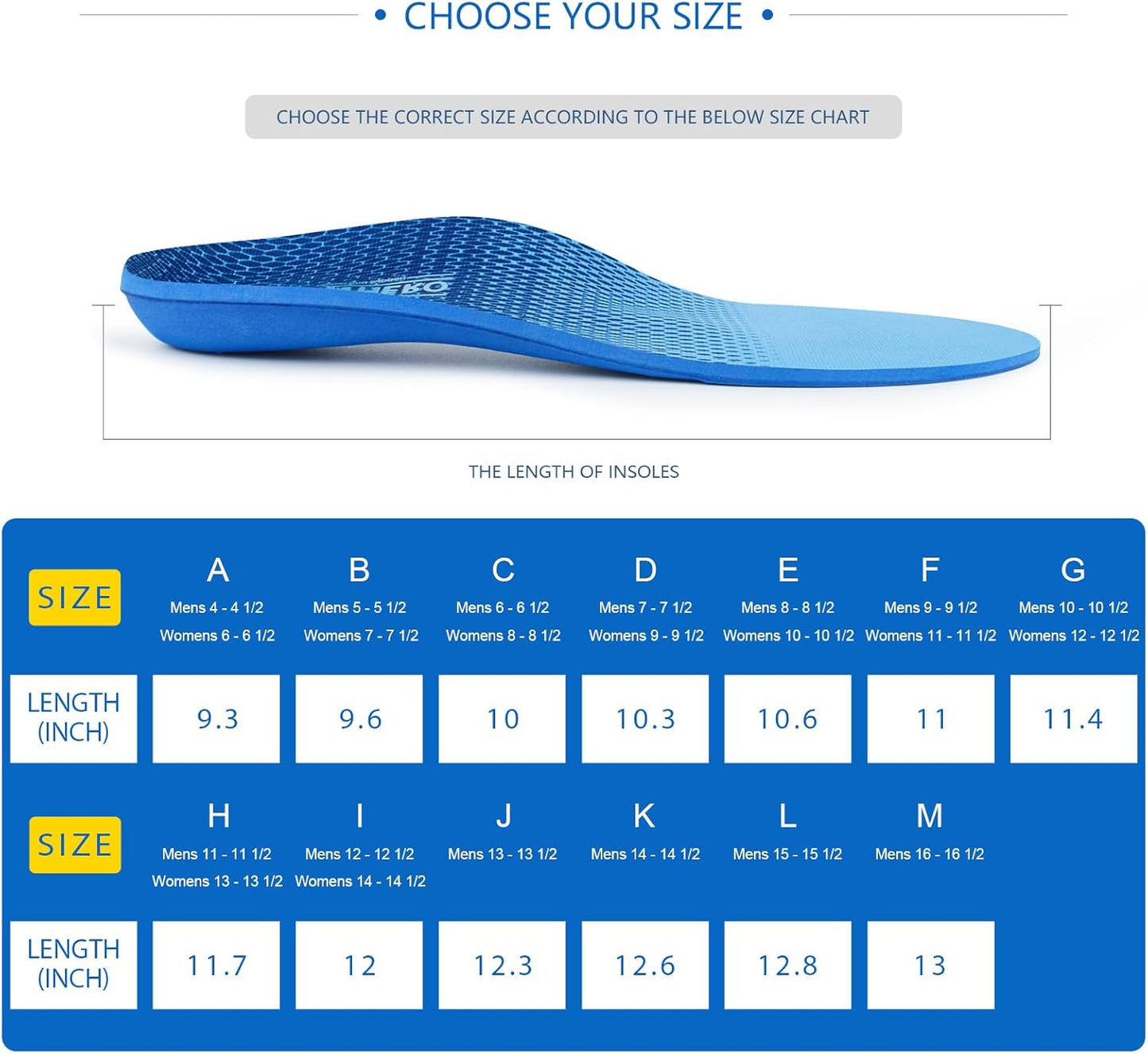 Plantar Fasciitis Feet Insoles Arch Supports Orthotics Inserts Relieve Flat Feet, High Arch (Mens 7-7 1/2 | Womens 9-9 1/2)