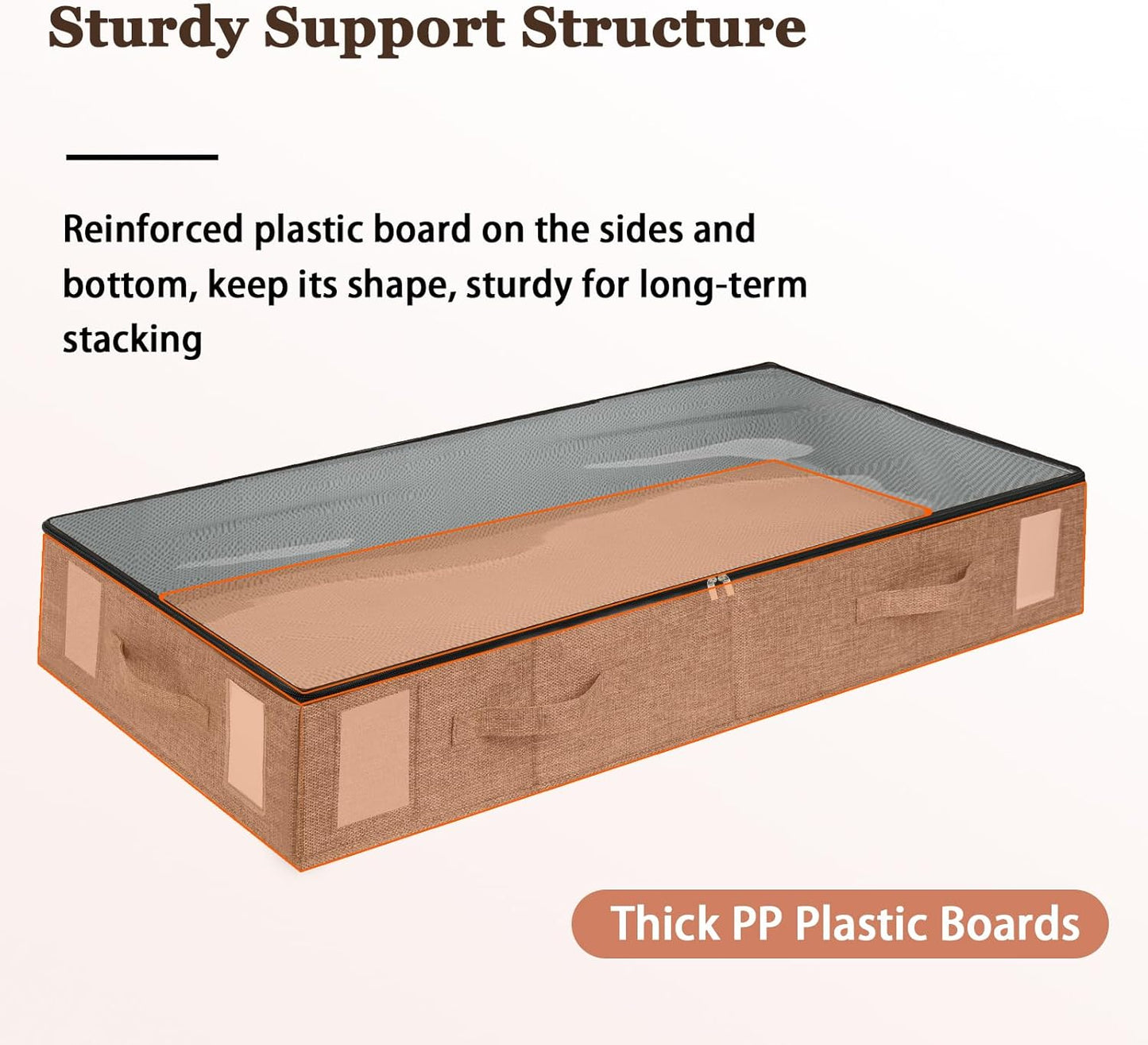 combocube 4 Pack Under Bed Storage Containers, Stackable Closet Organizers and Storage Bins with Sturdy Support, Foldable Underbed Clothes Storage Box for Blanket, Comforter, Sweater, Pillows, Shoes