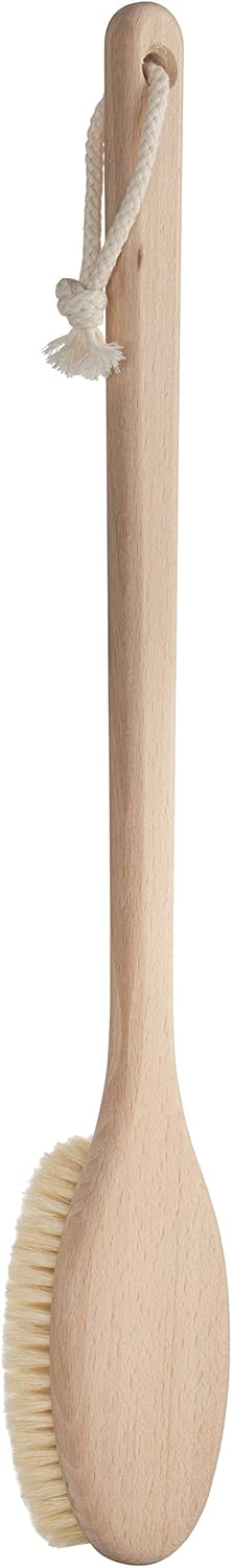 REDECKER Extra Long Beechwood Bath Brush - Natural Pig Bristle Body Brush for Showering, Back Scrubbing, Exfoliating, Dry Brushing and Lymphatic Drainage - Perfect for Hard-to-Reach Areas