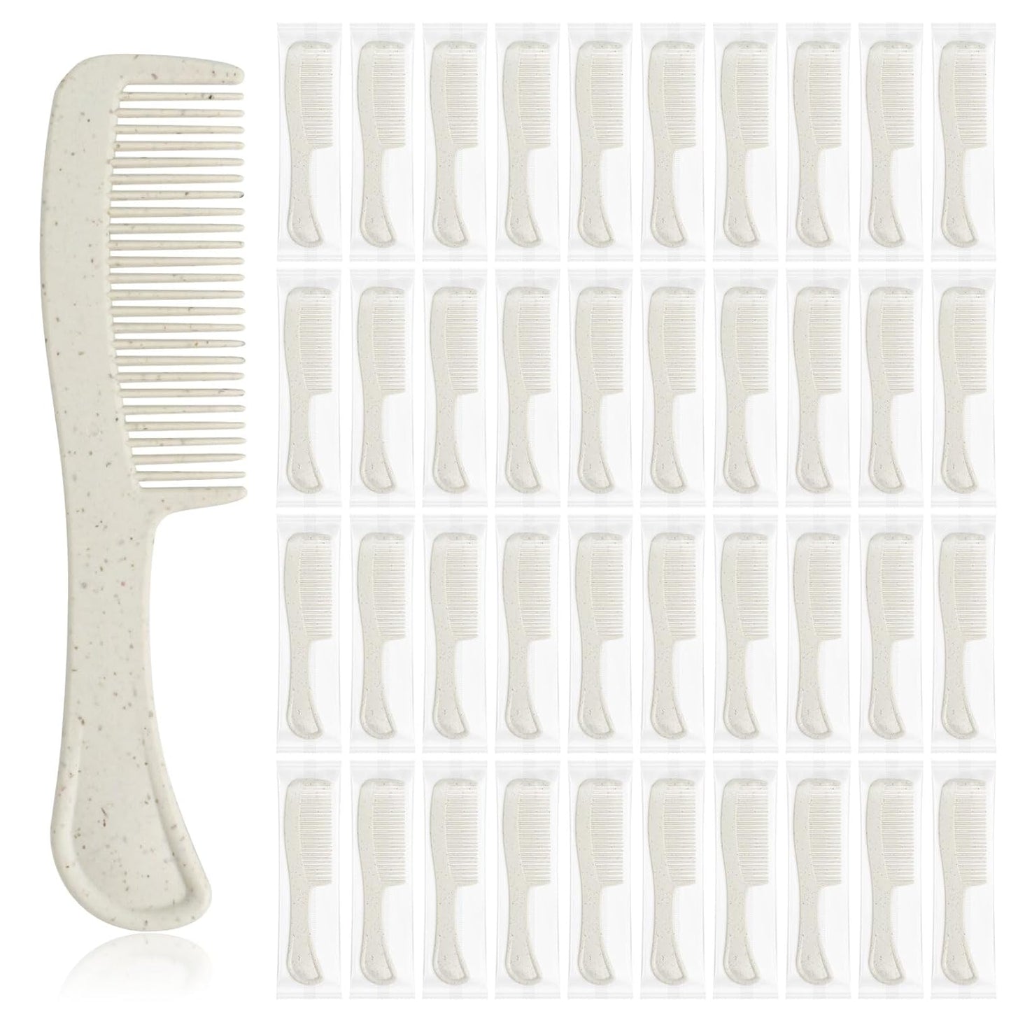 Combs in Bulk Individually Wrapped, 50 Pack Disposable Hair Combs for Hotel, Salon, Home Care and Travel (Wheat)