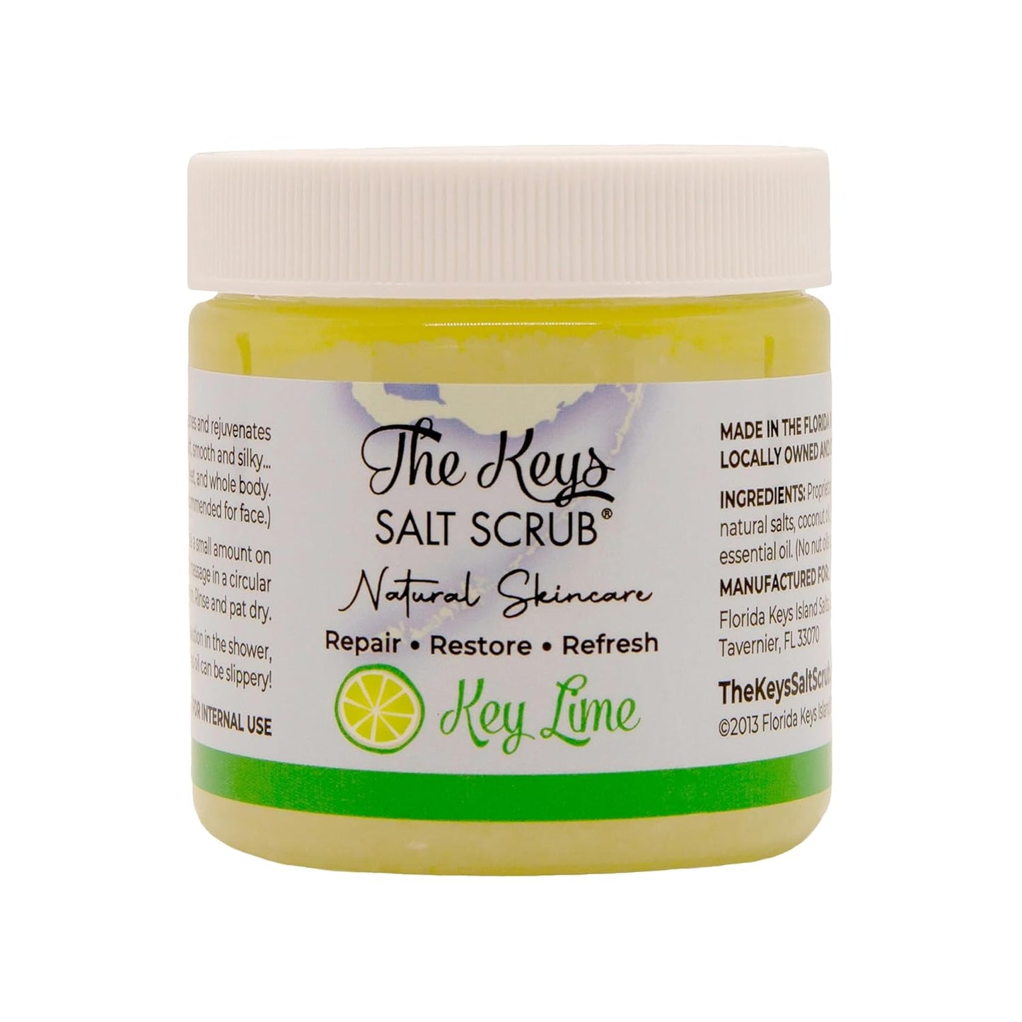 The Keys Salt Scrub -Sea Salt Scrub - Exfoliating Body Scrub with Wooden Spoon - Moisturizing Exfoliator for Hands, Foot, Bath, (3.4 Ounce (Pack of 1), Key Lime)