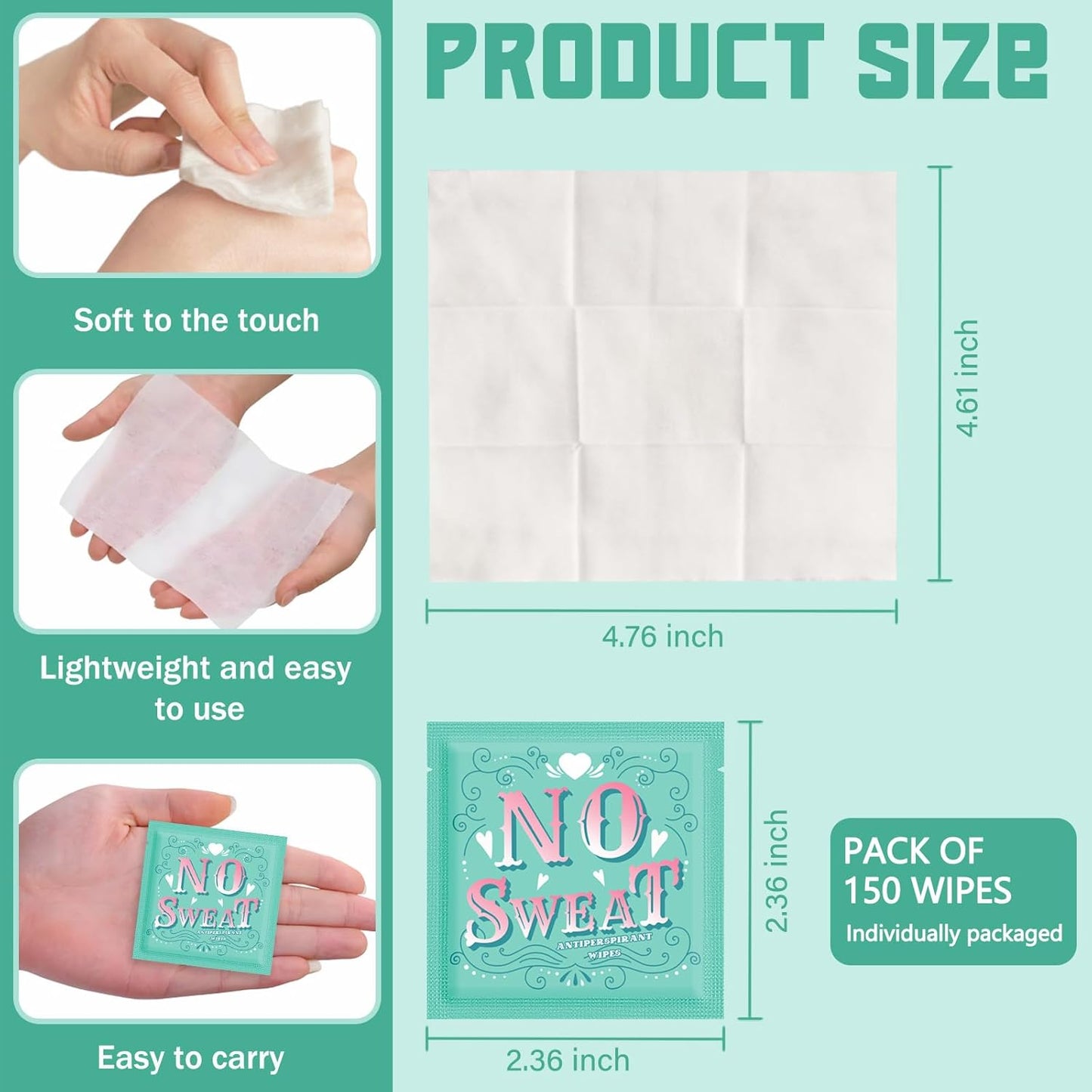 Travel Deodorant 150 pieces of Antiperspirant deodorant Wipes And Body Wipes Individually Wrap Hypoallergenic Mini Deodorant Underarm Sweating And Travel To Clean Skin For Female Male Teenagers