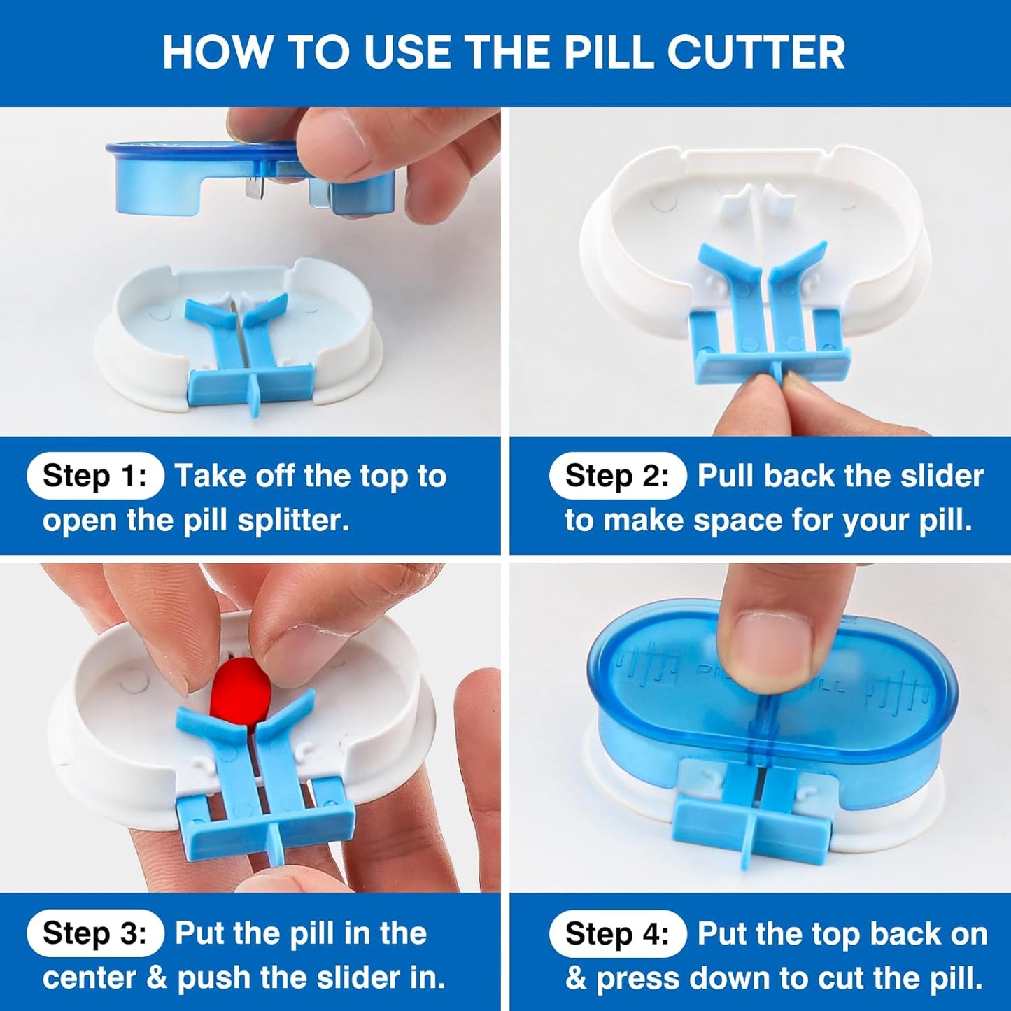 Pill Cutter by Pill Mill - Professional Splitter with Centering Device, Cutter & Splitter for Small & Tiny Pills, Cortador de Pastillas para Medicina