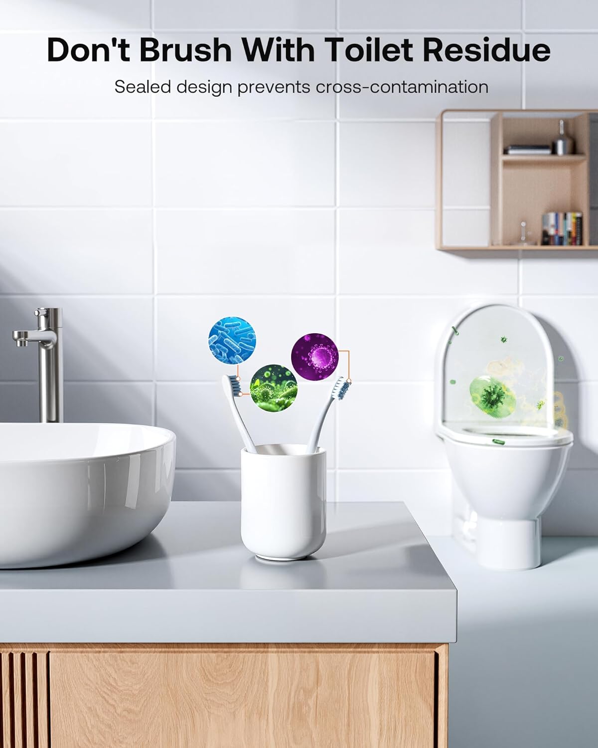 Bitvae Toothbrush Holder, Cleaning and Fast Drying, 5 Toothbrush Slots or Shaver Slot Accessories for Family, LED Smart Screen, Wall Mounted Holders for Bathrooms