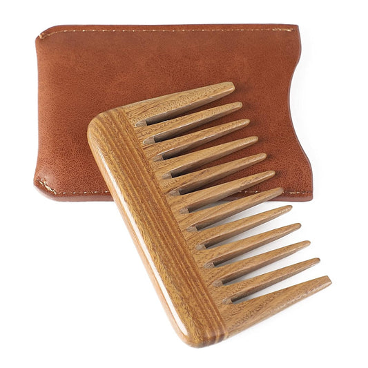 Onedor Handmade 100% Natural Green Sandalwood Hair Combs -Anti-Static Sandalwood Scent Natural Hair Detangler Wooden Comb (Extra Wide Tooth Mini Pocket Comb)