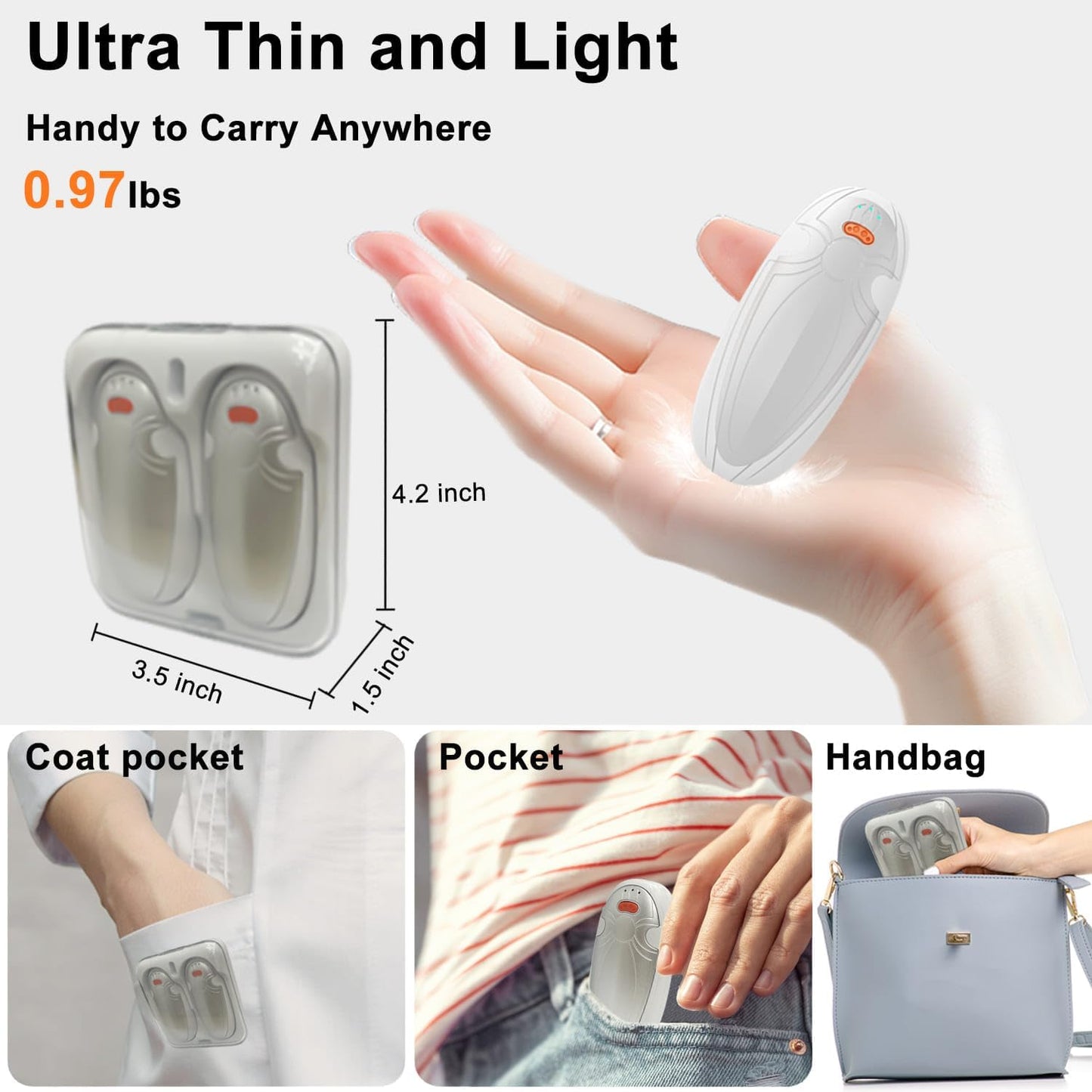 Hand Warmers Rechargeable 2 Pack,with Charging Case,14000mAh Electric Hand Warmer Reusable, 60Hrs Long Heating, Portable Pocket Heater Handwarmer for Women Men, Outdoor Camping, Ski Equipment