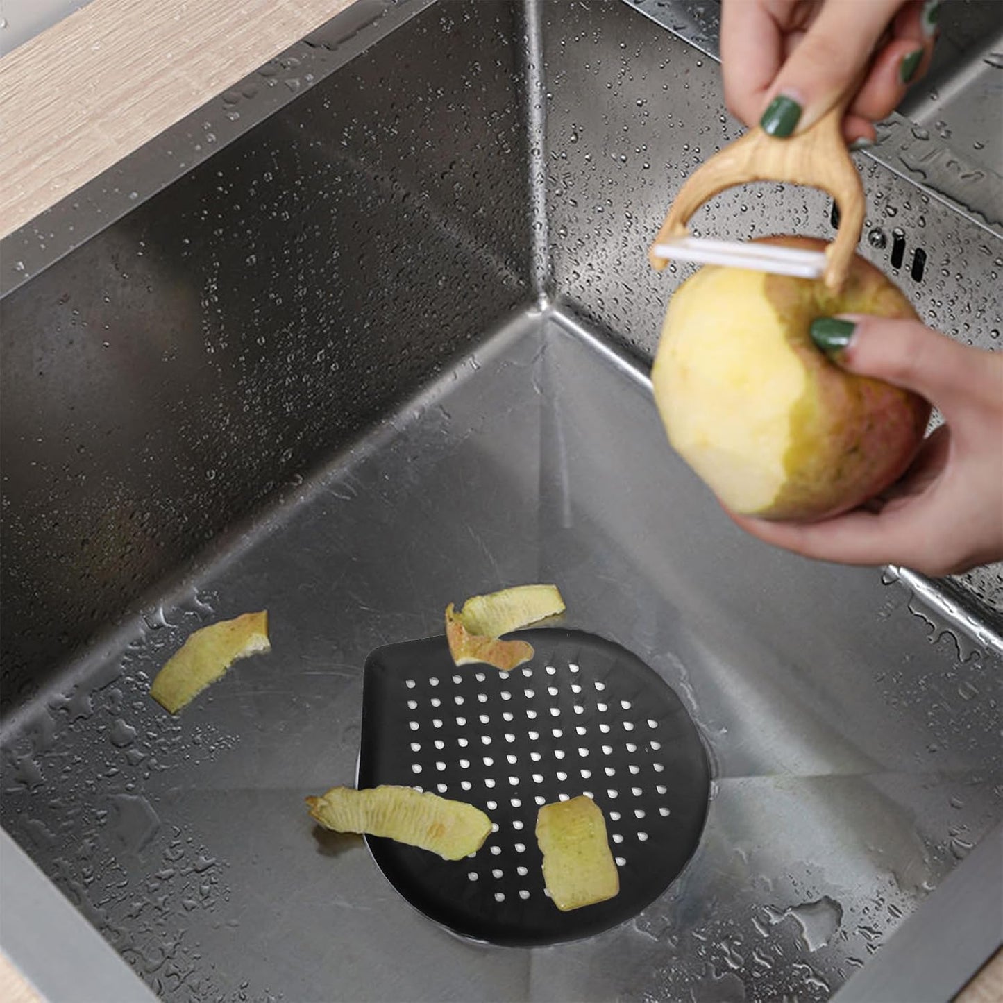 4-Pack Teardrop Silicone Drain Covers Anti-Clog Hair Catcher for Bathroom, Shower Drain Sink Strainer with Suction Cups Effective Hair and Debris Filter