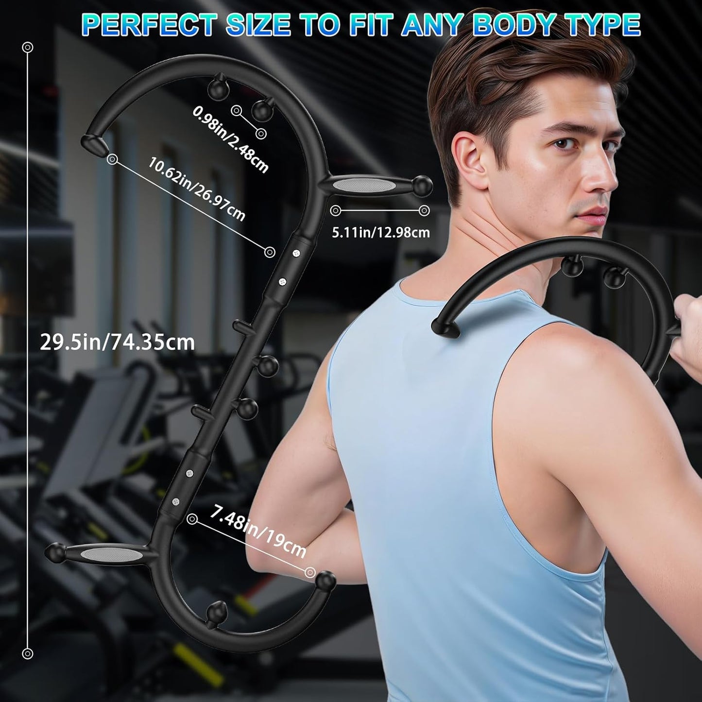 KEINE MARKE Trigger Point Massage Tool, Back Massage Tool, Pressure Point Massage Tool, Handheld Back, Neck, Shoulder, Leg and Feet Massage Hook for Men & Women (Classic Black)