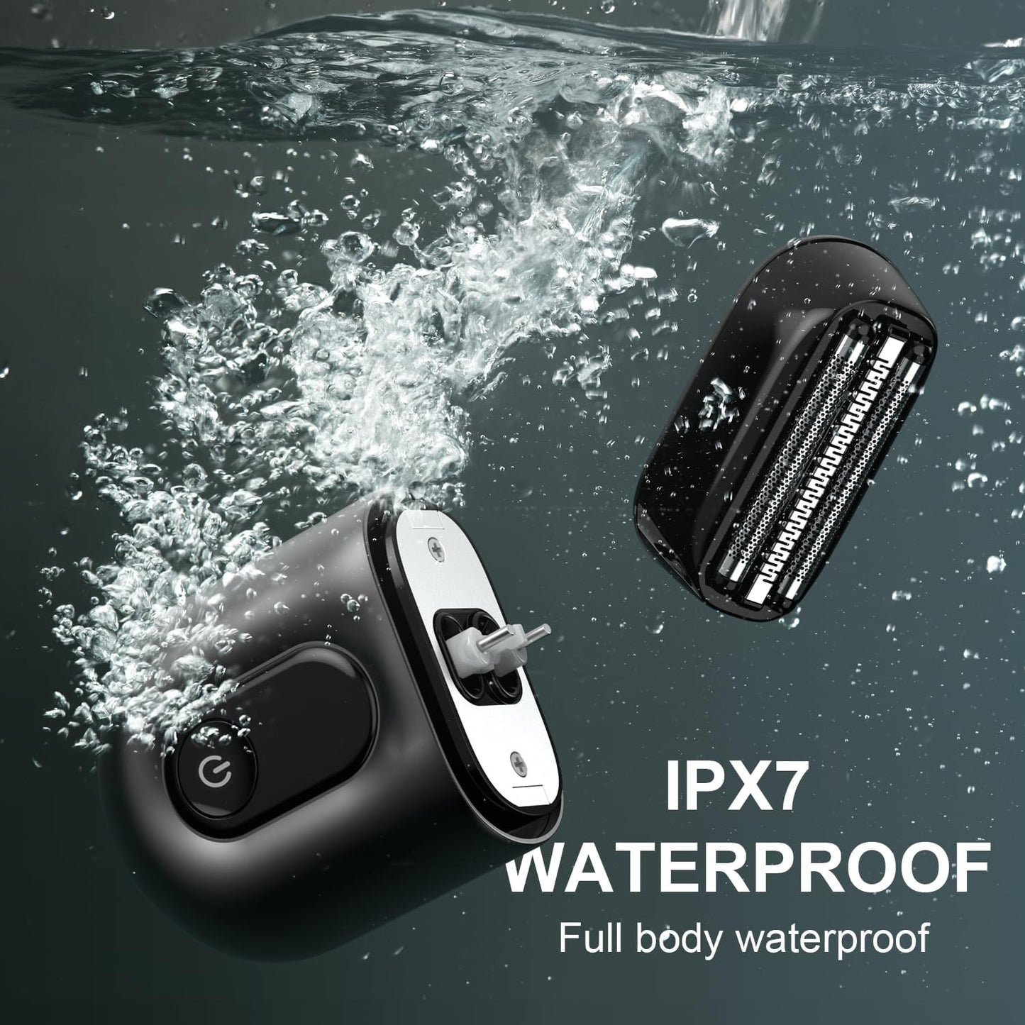 Electric Foil Shavers for Men: Mini Electric Razor with Big LED Display & 3 Floating Blades - IPX7 Waterproof Wet Dry Face Razor, USB Type C (Black Dark)