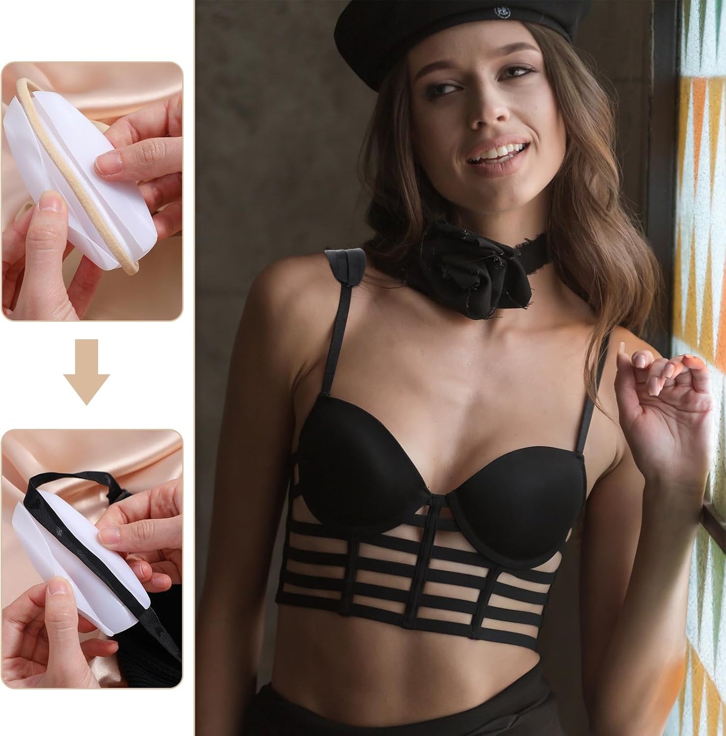 12 PCS Bra Strap Cushion, Gel Pads Anti-Slip Bra Accessories, Silicone Discomfort Slip Shoulder Protectors Pads Strap Holders Non Slip for Bra Straps Women (Black, Skin Color, White)