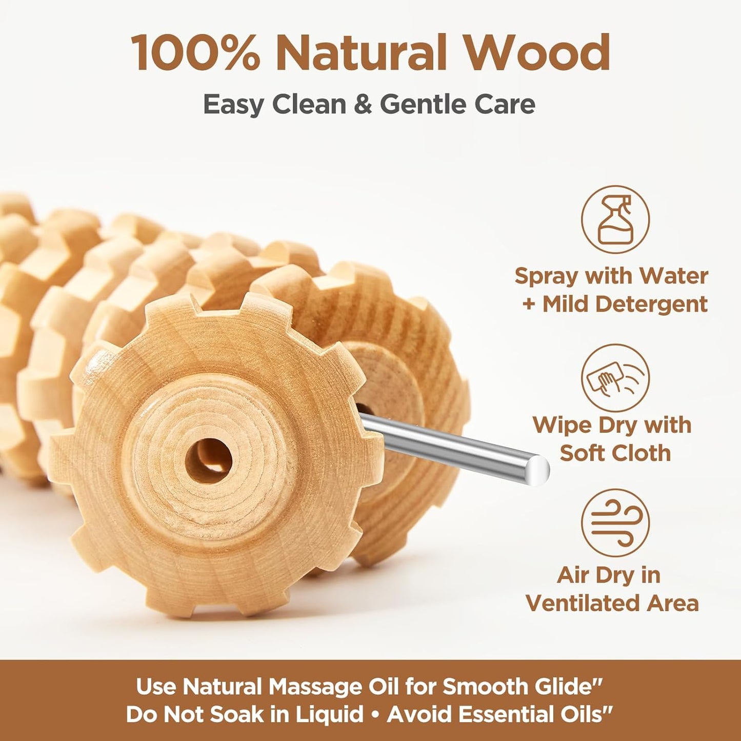 Wooden Cellulite Massage Roller for Legs and Thighs - Handheld Fascia Blaster Tool for Muscle Relief, Lymphatic Drainage & Body Sculpting - Anti Cellulite Massager for Women and Men (9 Wheel)